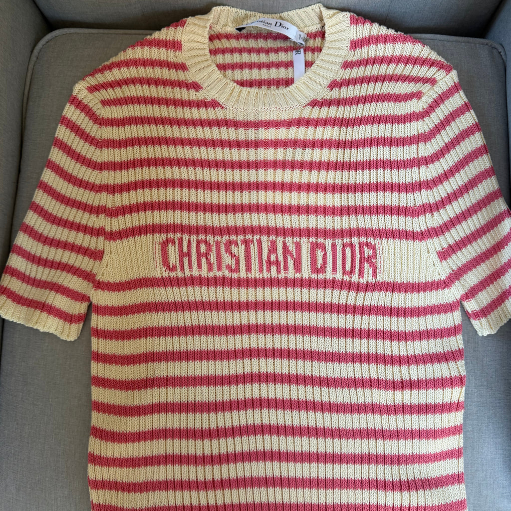 Christian Dior Dioriviera Striped Short-Sleeved Sweater – Size 42 / UK 10–12 - Brand New