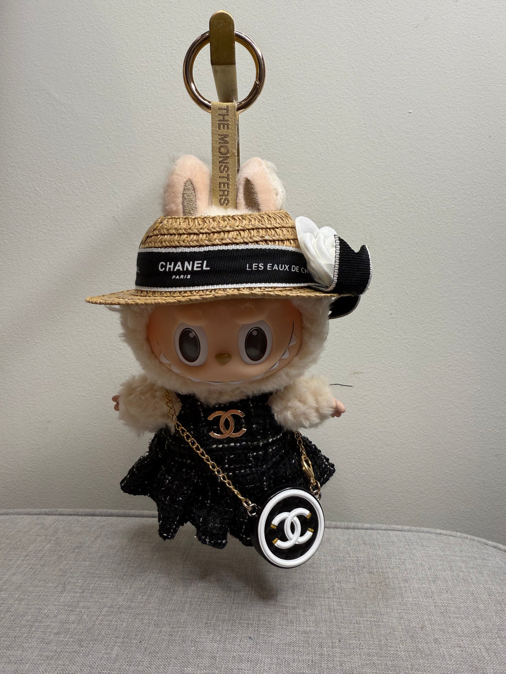 POPMART LABUBU THE MONSTERS EXCITED MACAROON VINYL PLUSH HANGING CARD WITH DESIGNER INSPIRED OUTFIT