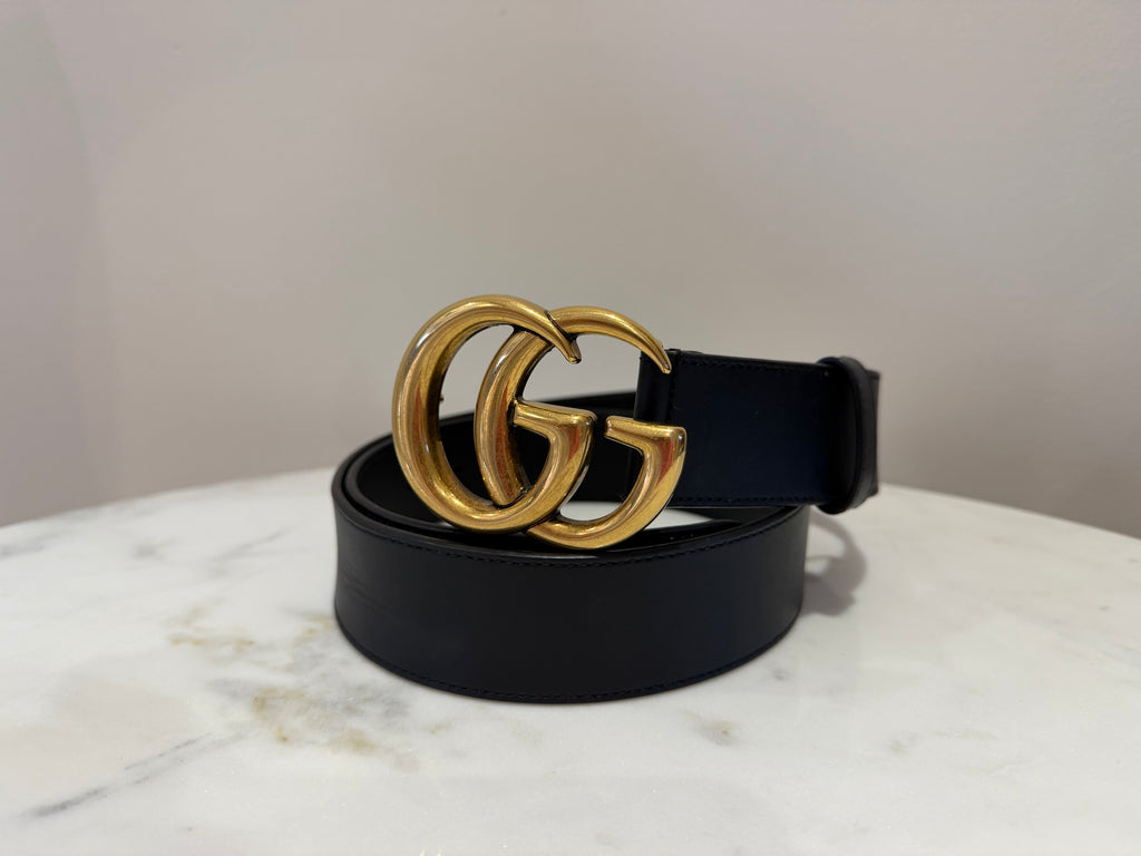 Gucci GG Marmont Black Leather Belt Size 85 - Pre owned