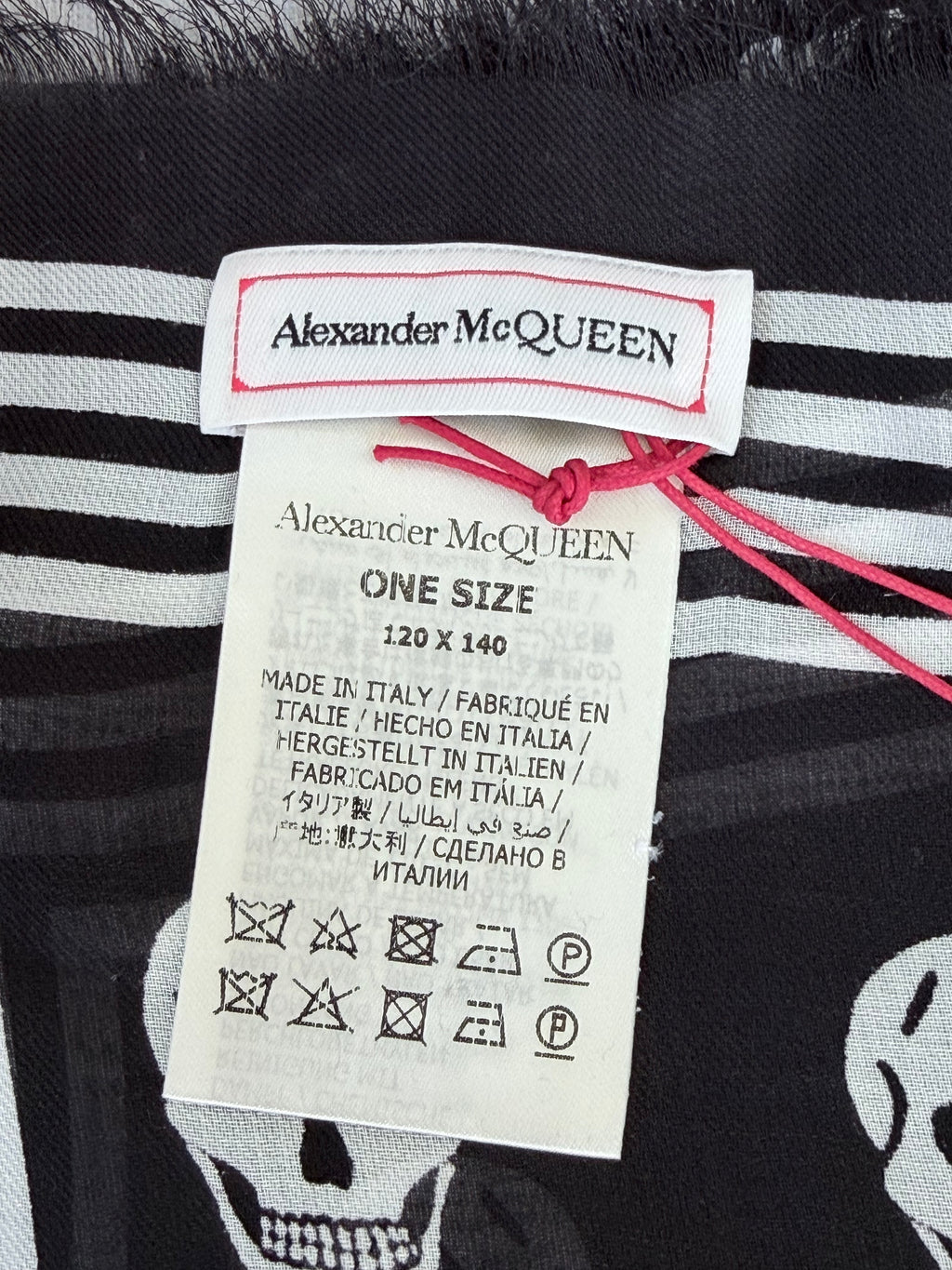 Alexander McQueen Modal Biker Skull Scarf – Black & Ivory – Brand New with Tags