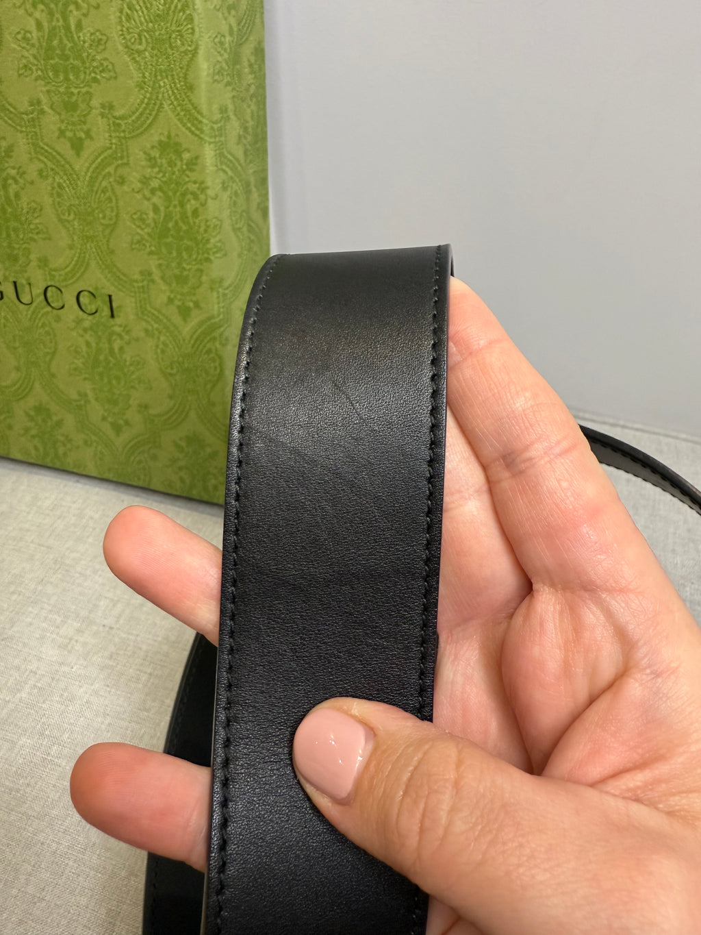 Gucci GG Marmont Black Leather Belt Size 90