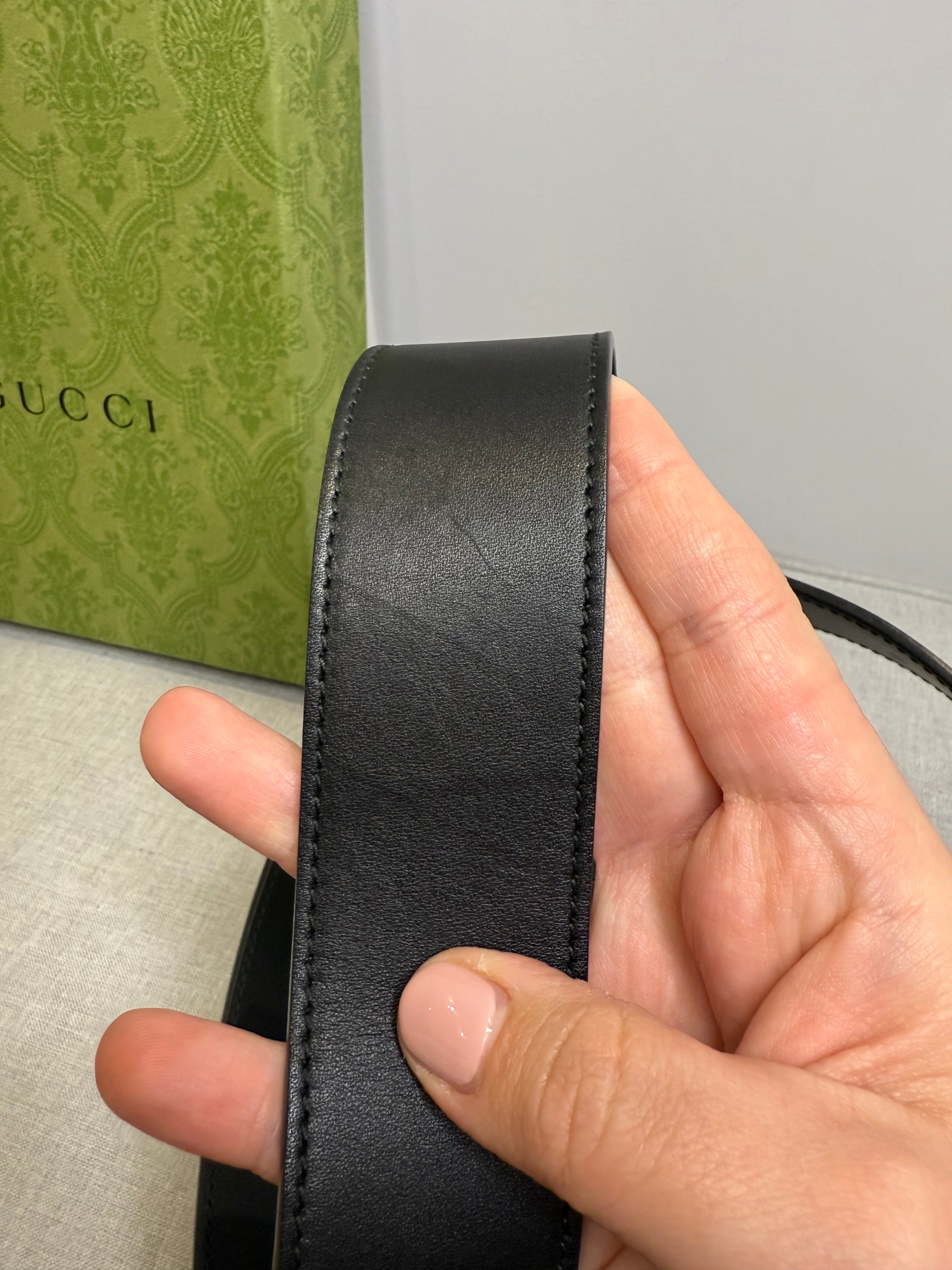 Gucci GG Marmont Black Leather Belt Size 90