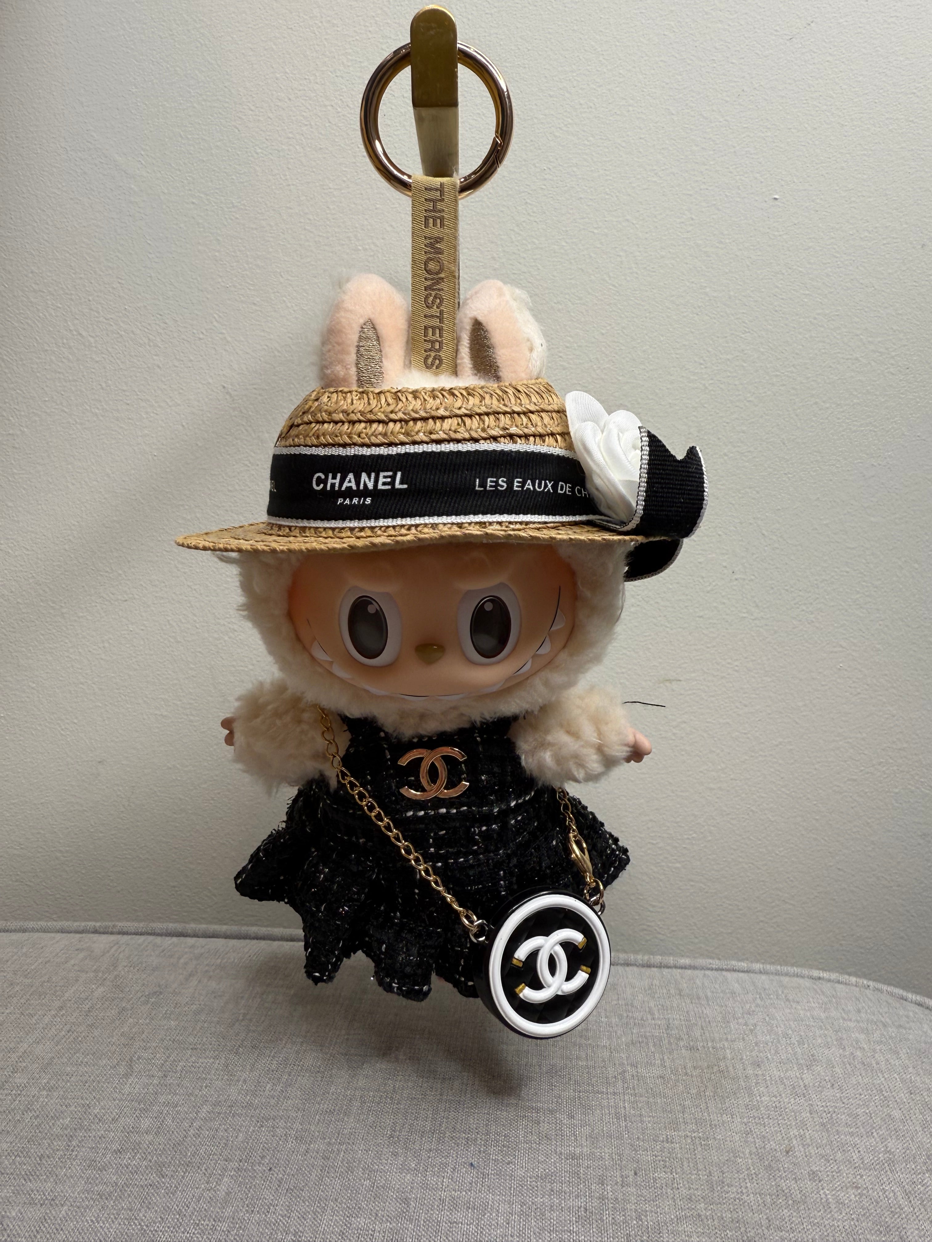 POPMART LABUBU THE MONSTERS EXCITED MACAROON VINYL PLUSH HANGING CARD WITH DESIGNER INSPIRED OUTFIT