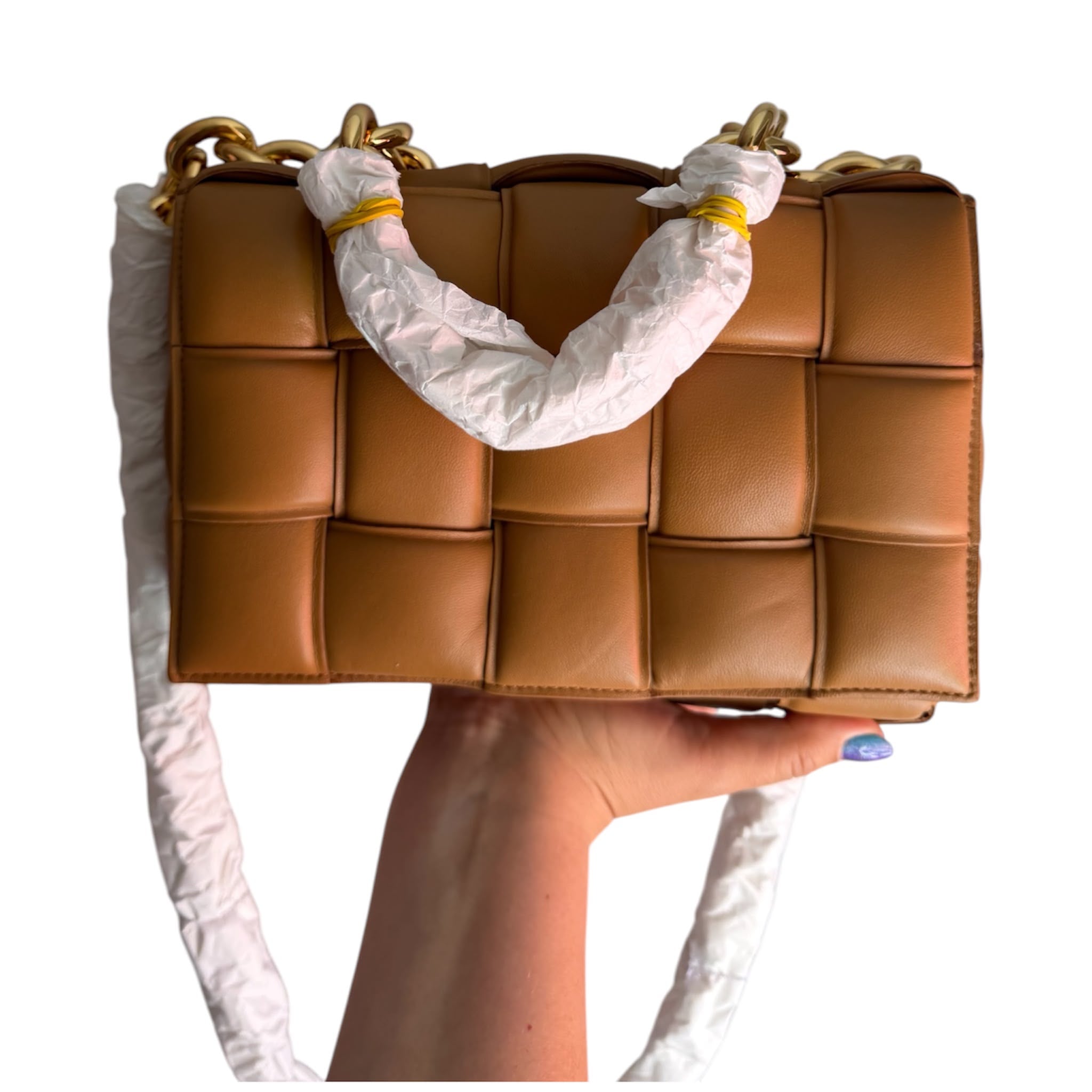 Bottega Veneta The Chain Cassette Crossbody Bag – Camel Brown