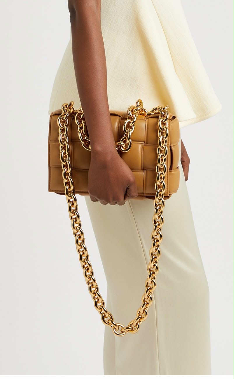 Bottega Veneta The Chain Cassette Crossbody Bag – Camel Brown