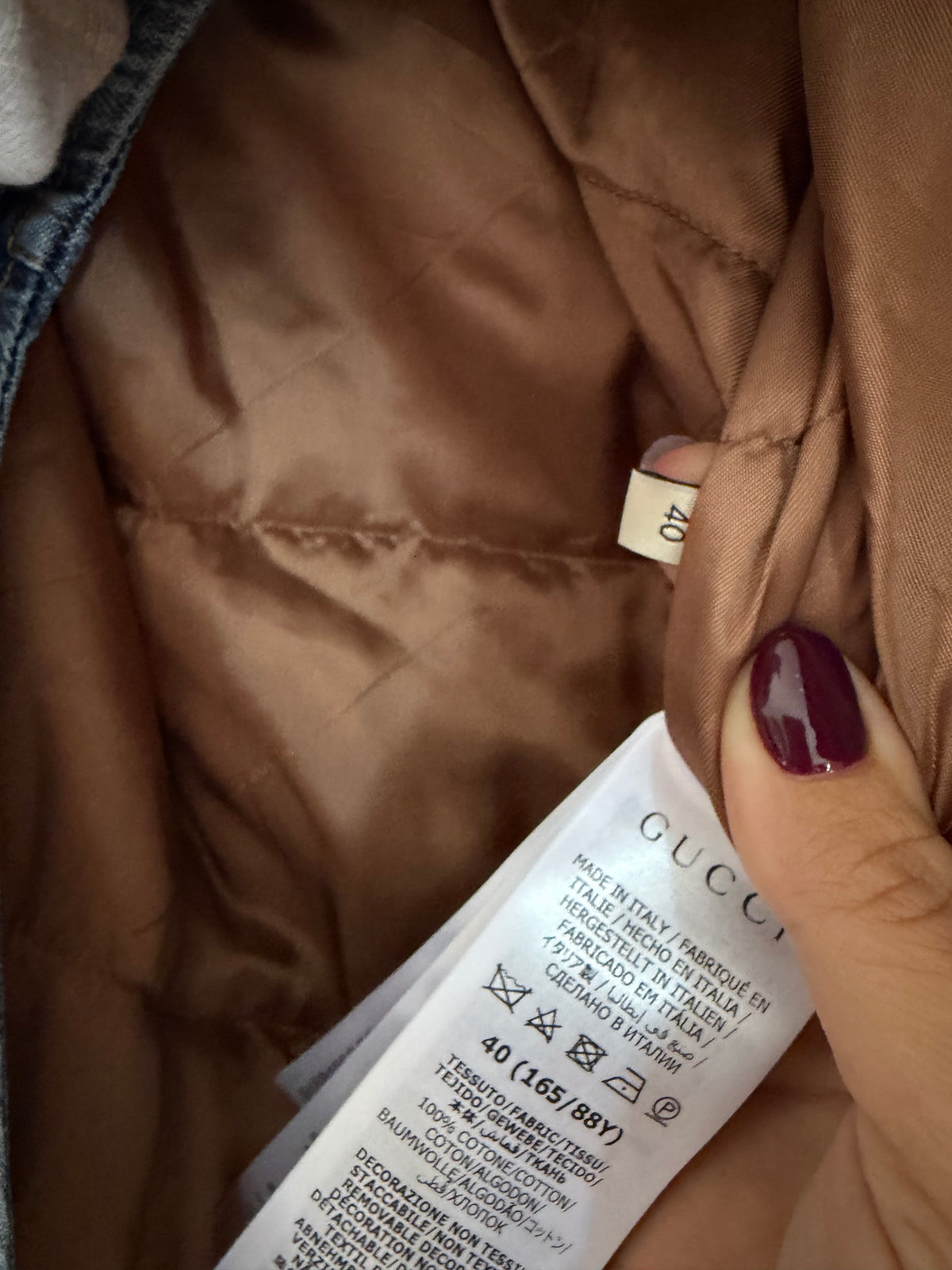 Gucci Interlocking G Denim Jacket with Crystal Brooch – Blue  – Brand New with Tags