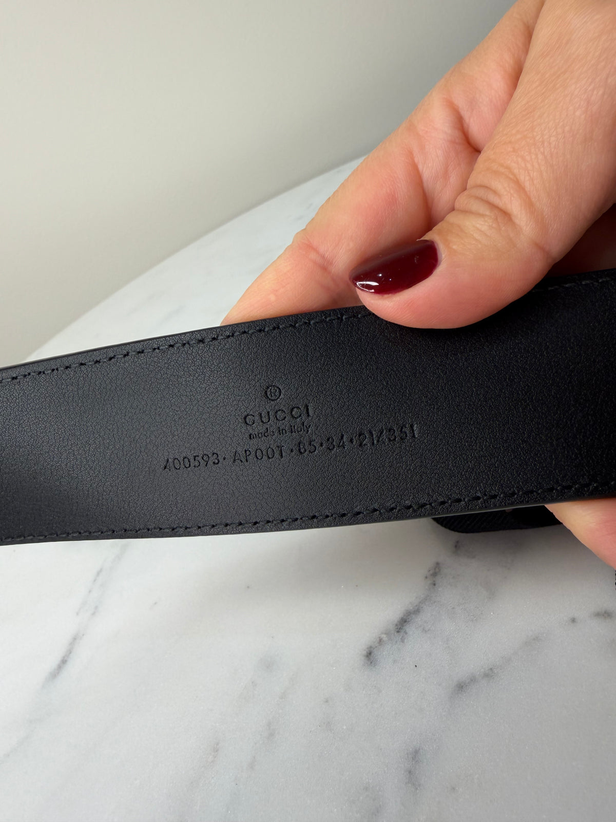 Gucci GG Marmont Black Leather Belt Size 85 - Pre owned
