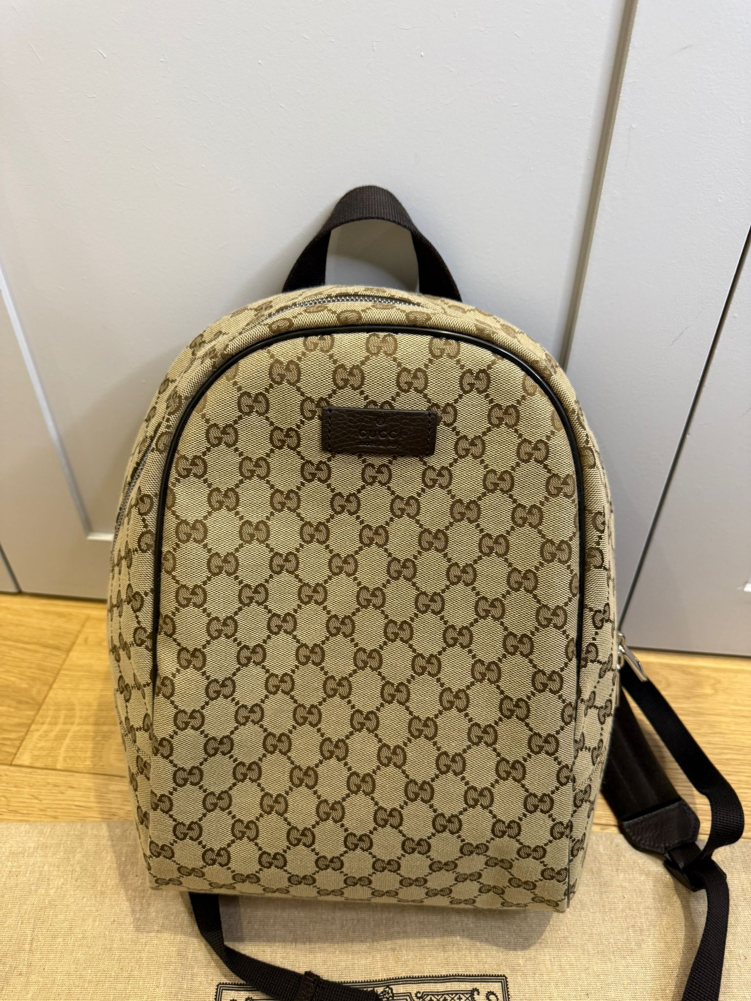 Gucci GG Supreme Canvas Zipped Backpack Discontinued Style | Authentic Designer Backpack
