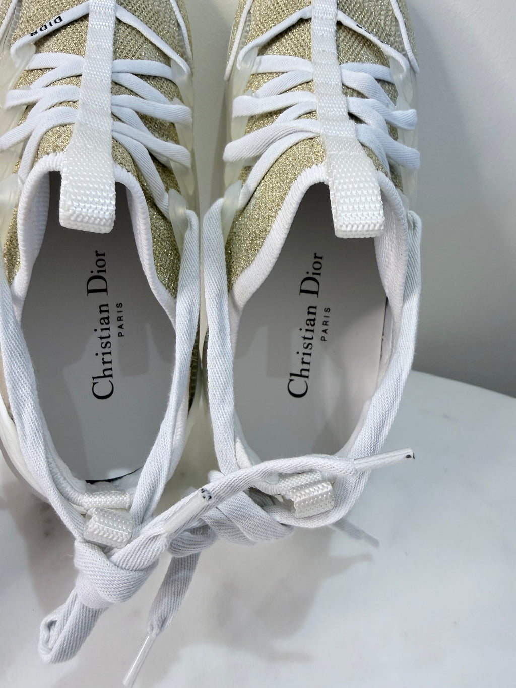 Dior D-Connect Trainers – Gold & White – EU 37 – Brand New in Box