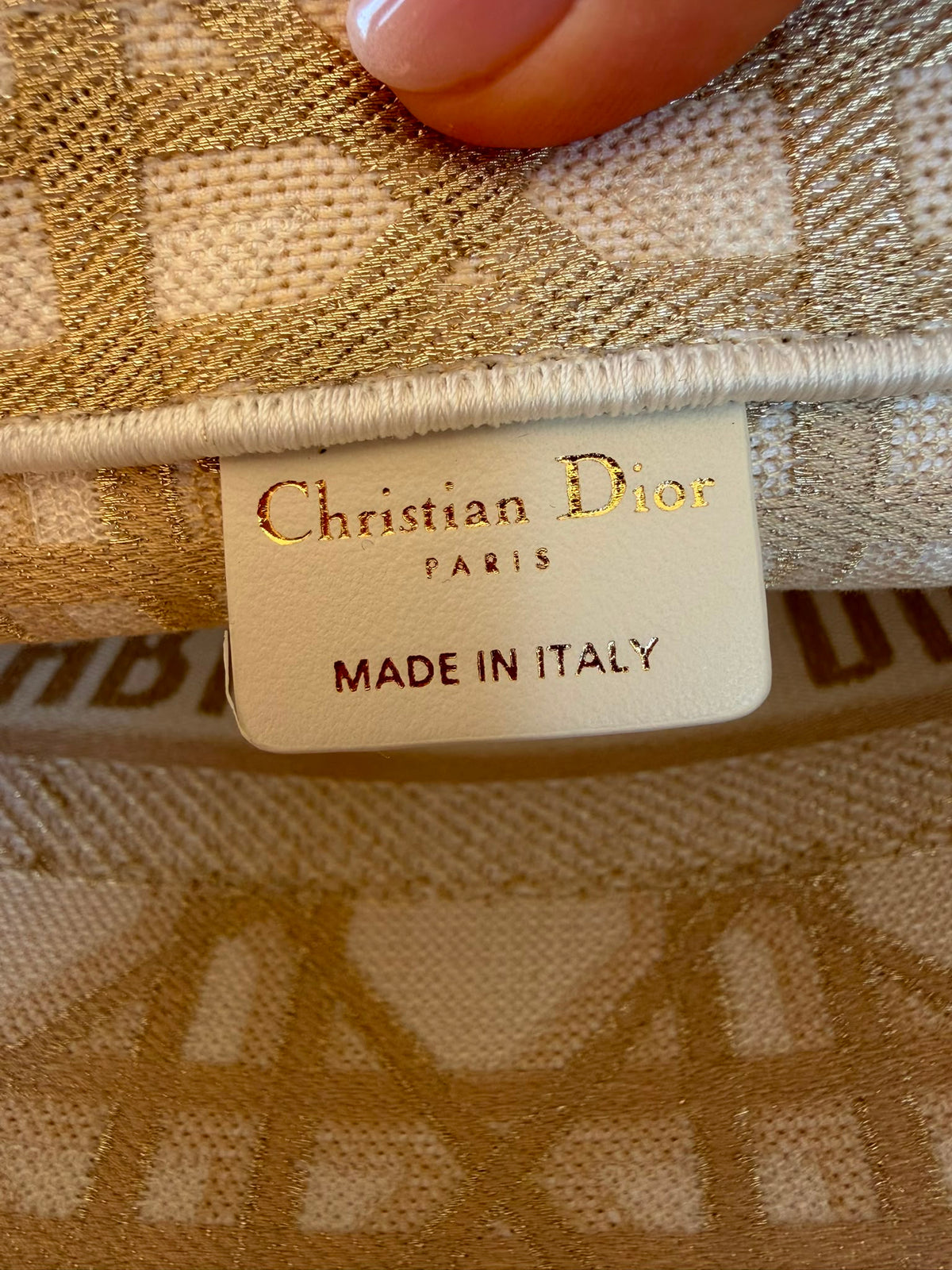 Christian Dior Medium Book Tote Bag Gold and Beige - Brand New
