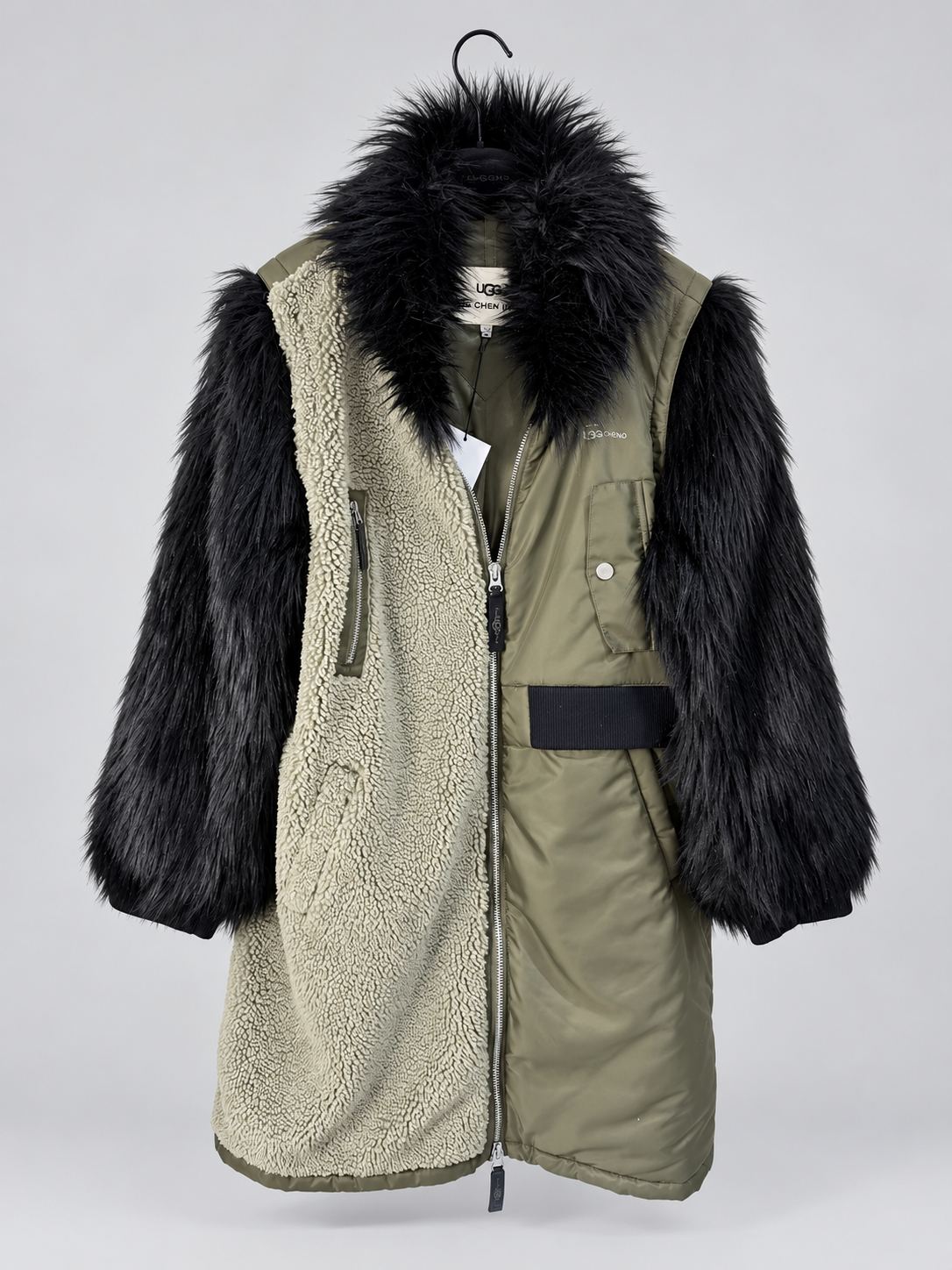 UGG x Feng Chen Wang Limited Edition Long Coat – Khaki & Black – XL – Brand New with Tags