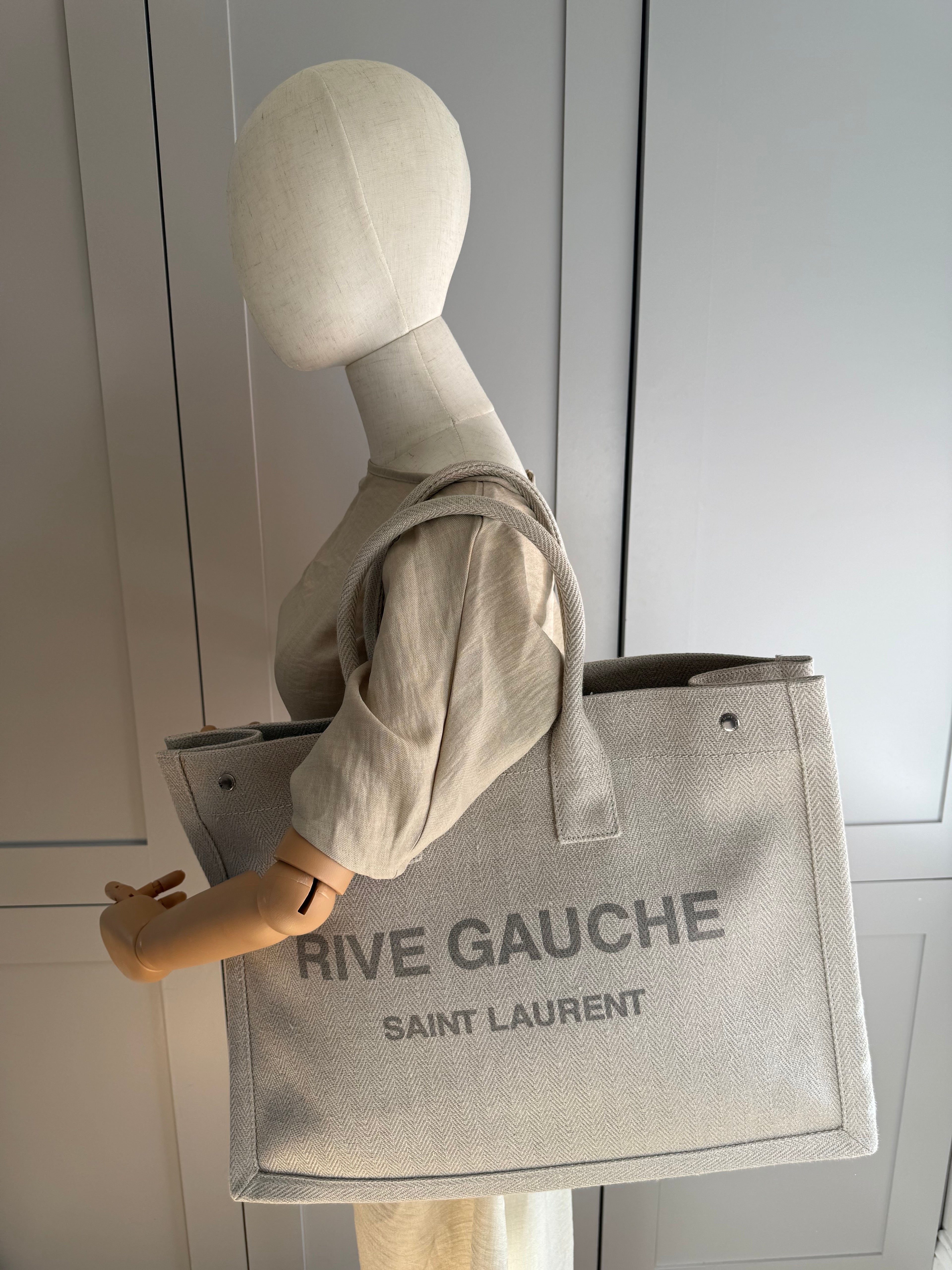 New Saint Laurent Rive Gauche Canvas Tote Bag