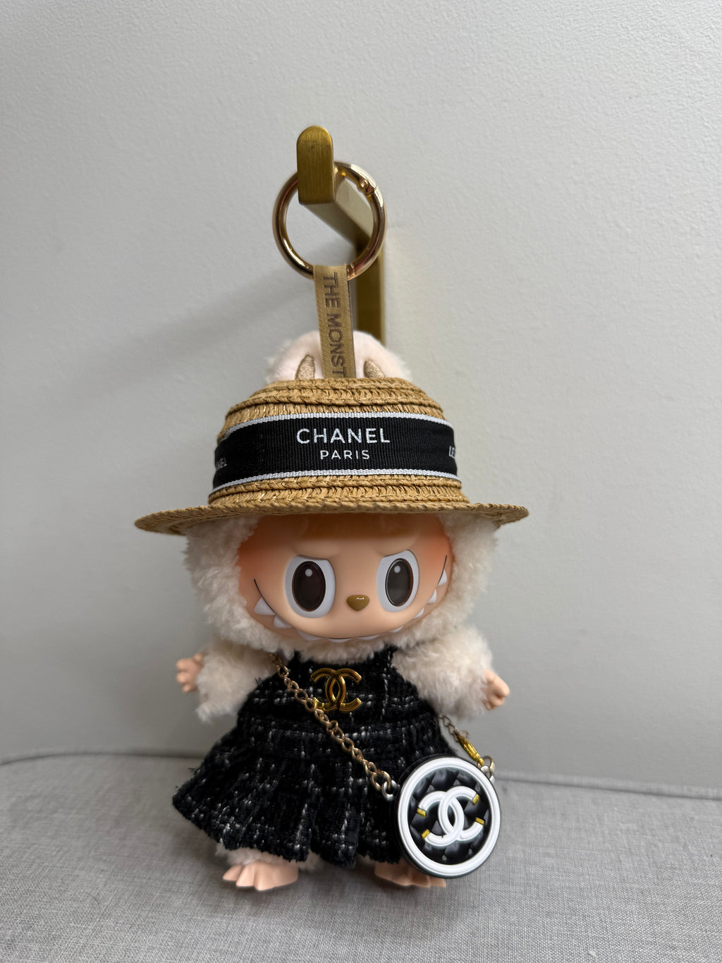 POPMART LABUBU THE MONSTERS EXCITED MACAROON VINYL PLUSH HANGING CARD WITH DESIGNER INSPIRED OUTFIT