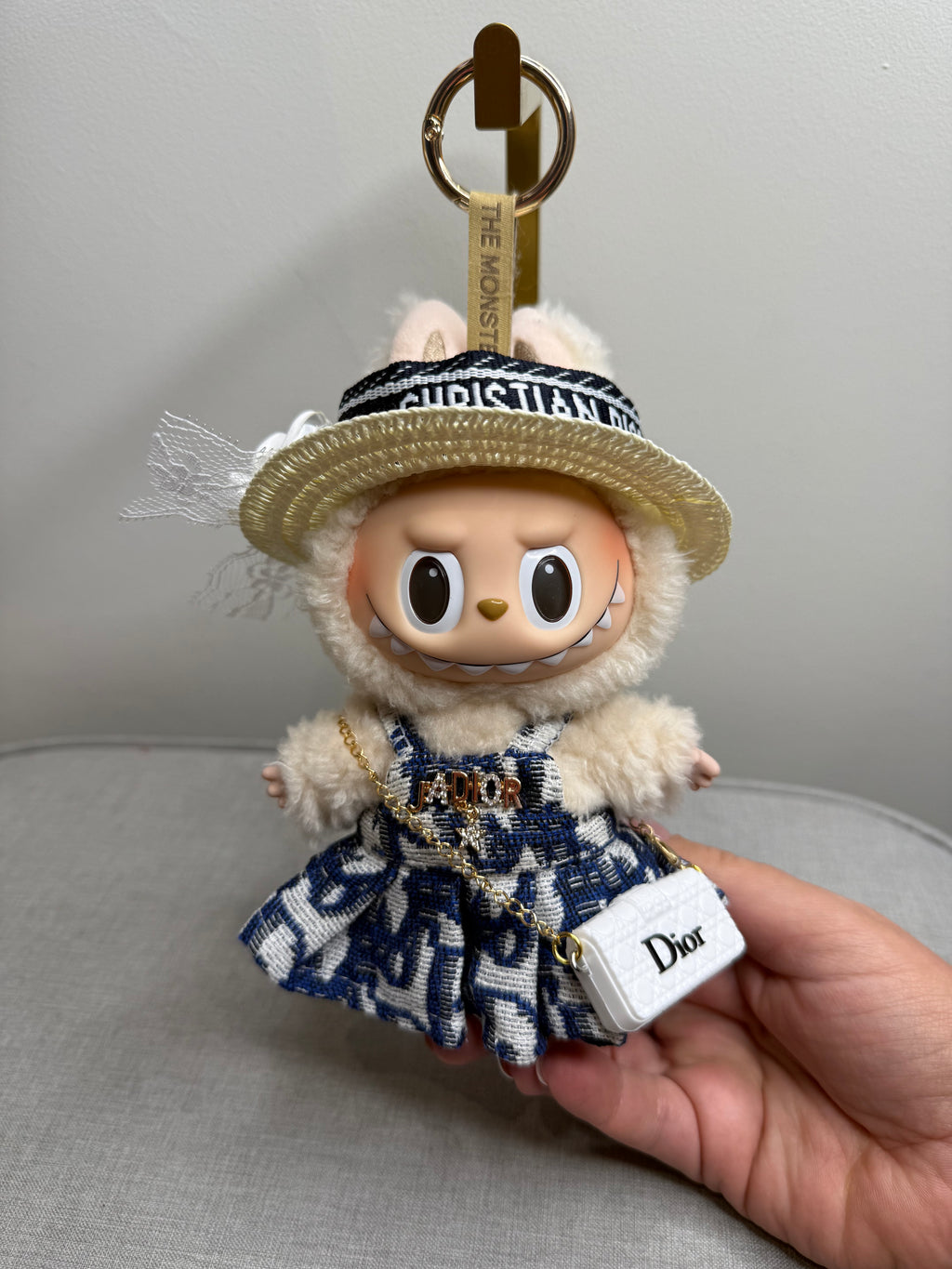 POPMART LABUBU THE MONSTERS EXCITED MACAROON VINYL PLUSH HANGING CARD WITH DESIGNER INSPIRED OUTFIT