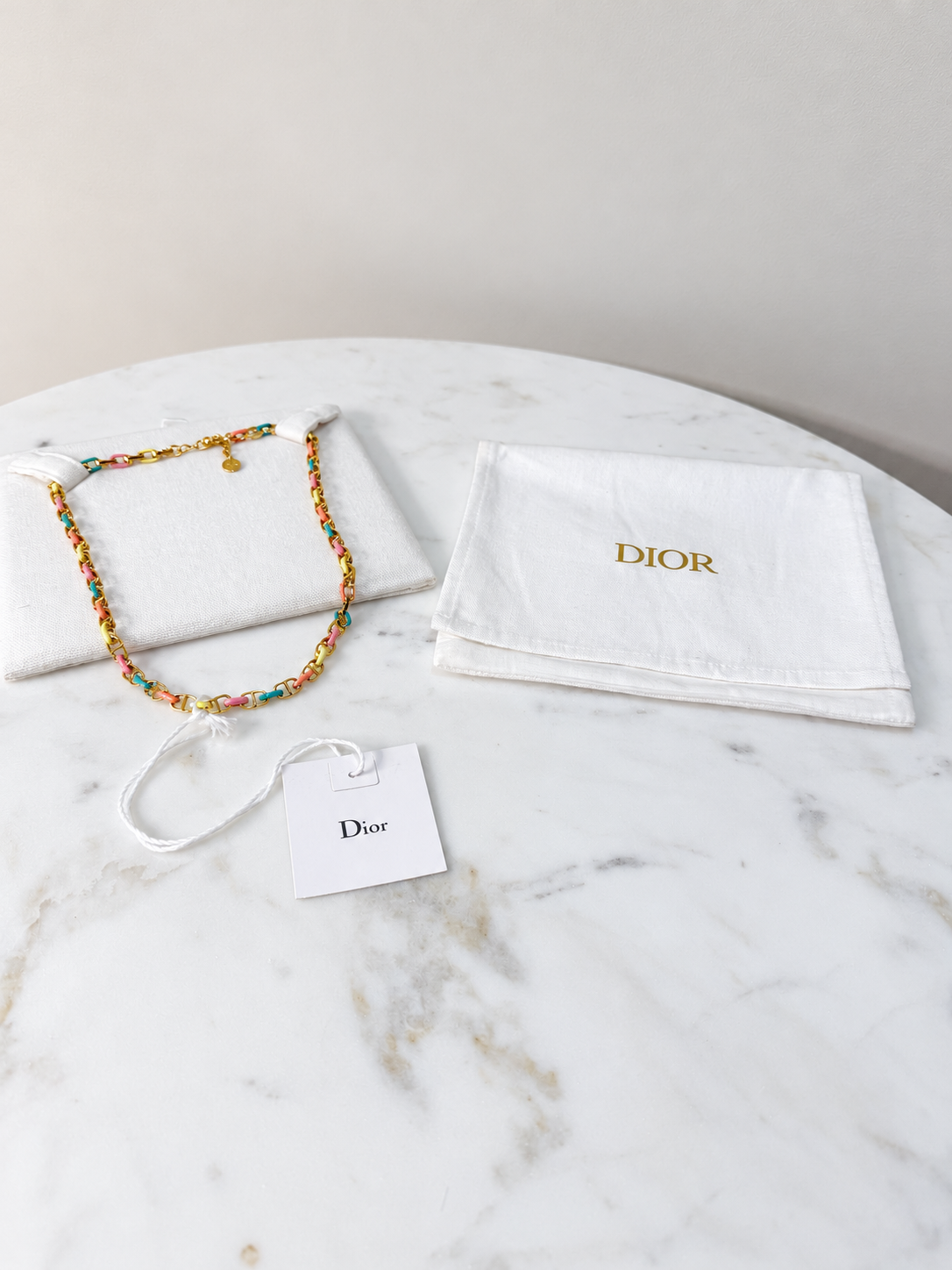 Christian Dior Multicolour Chain Necklace – Gold-Tone – Brand New with Tag