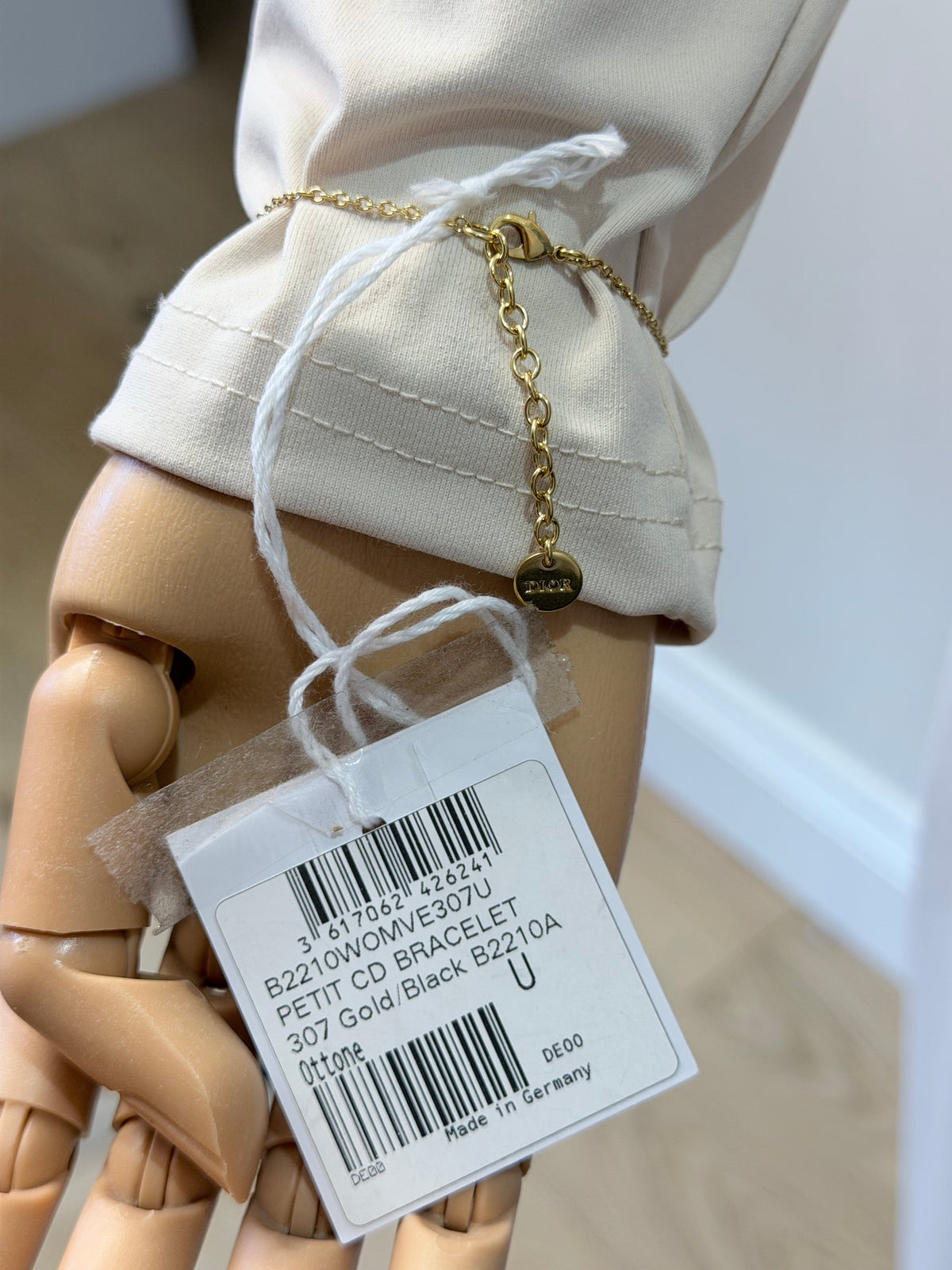 Christian Dior CD Medallion Bracelet – Gold-Tone with Black & Pearl-Effect Detail – Brand New with Tags