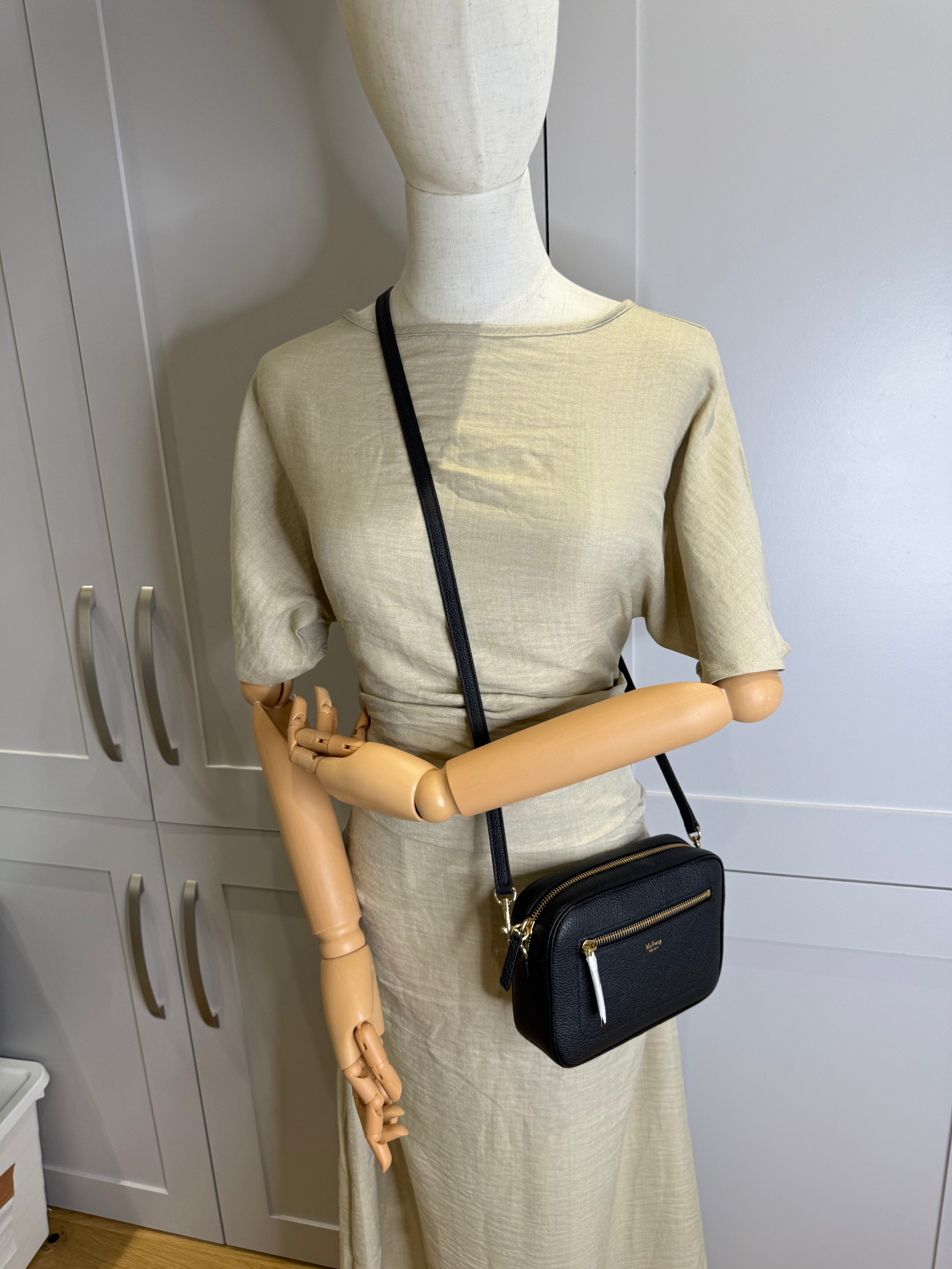 New Mulberry Classic Camera Bag in Black Small Grain Leather