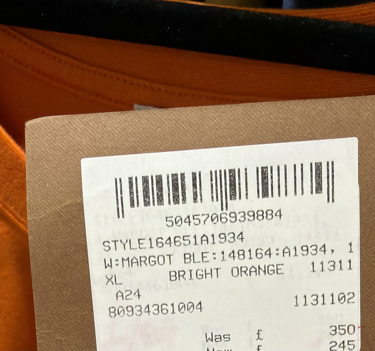 Burberry Margot Logo T-Shirt – Bright Orange – XL – Brand New with Tags