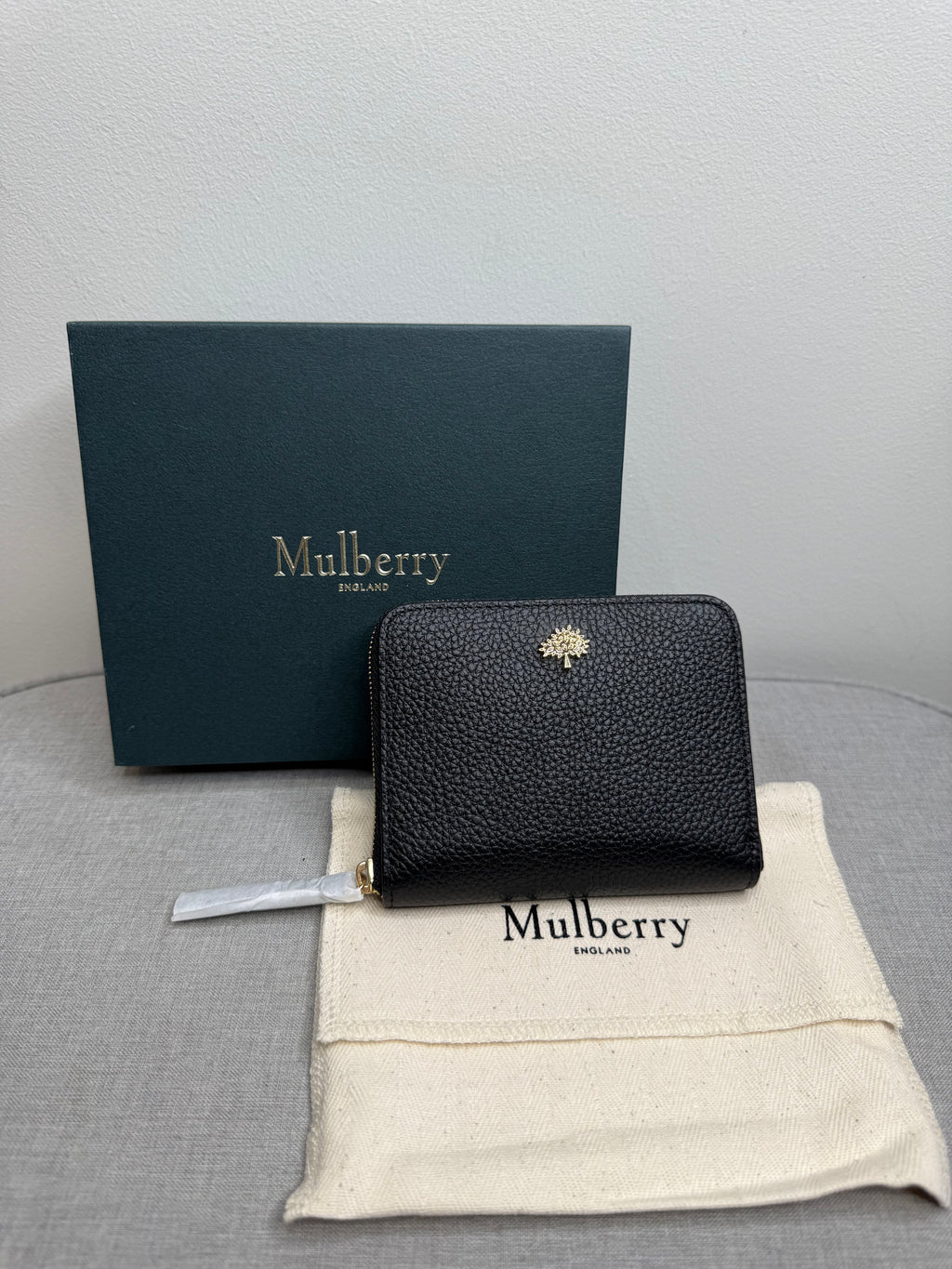 Mulberry Zip Around Tree Plaque Zip Around Wallet In Black Leather - New With Box