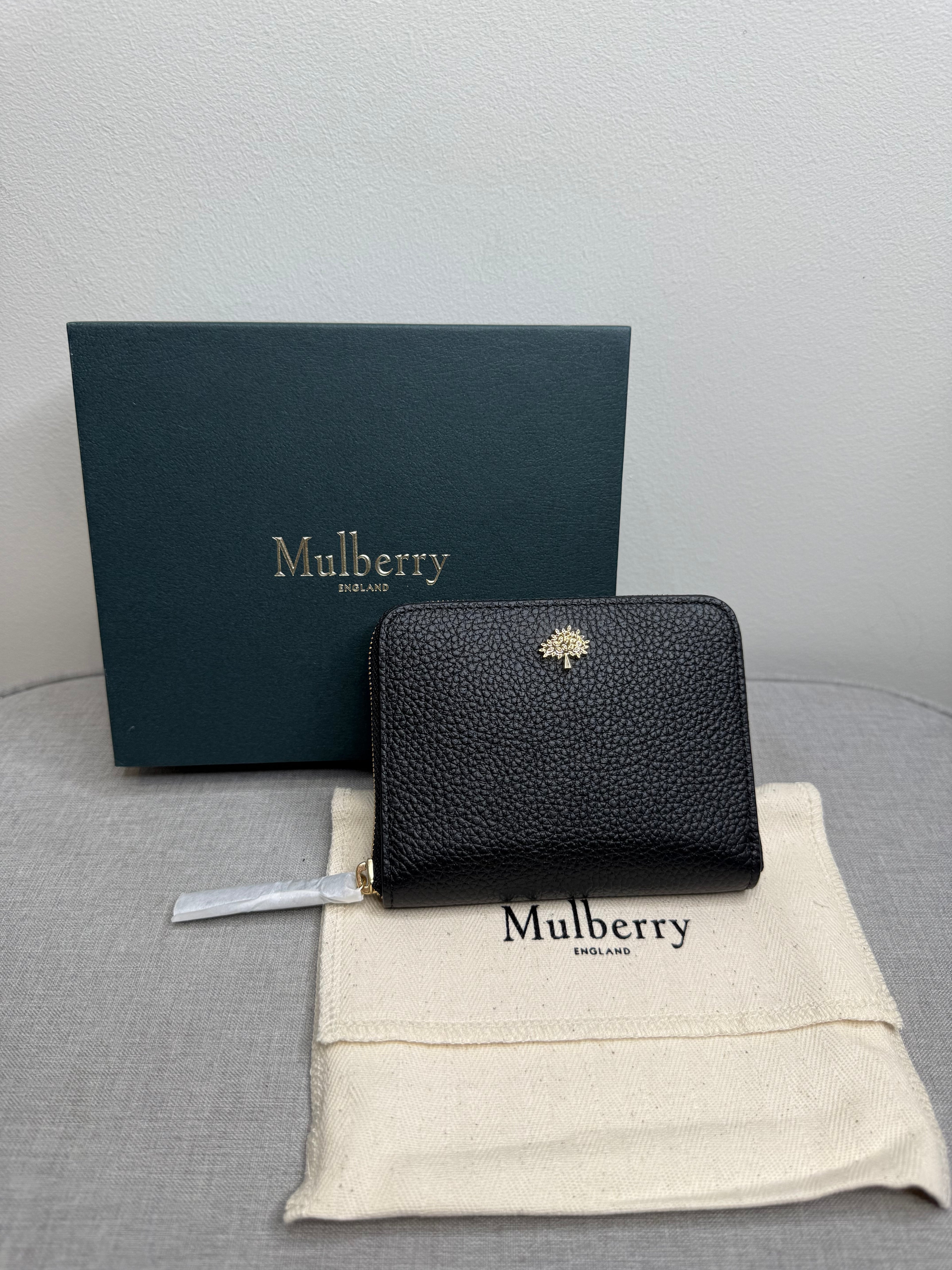 Mulberry Zip Around Tree Plaque Zip Around Wallet In Black Leather - New With Box