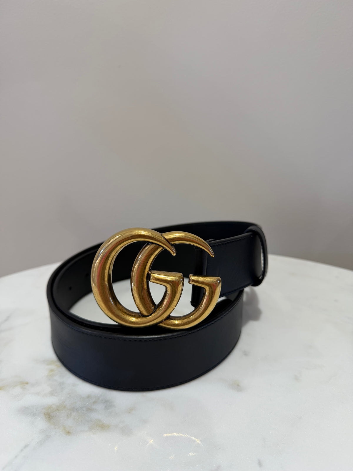 Gucci GG Marmont Black Leather Belt Size 85 - Pre owned