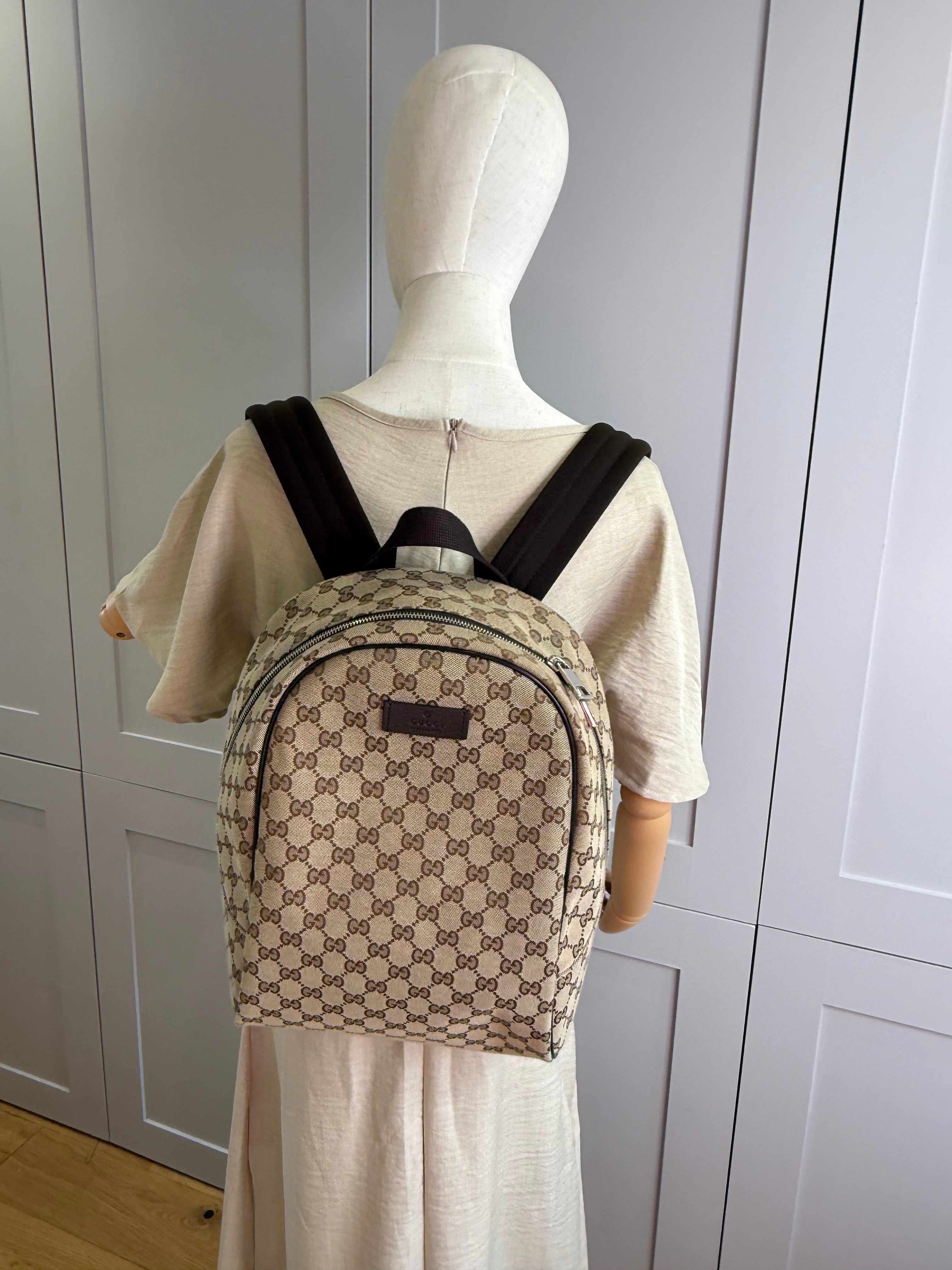 Gucci GG Supreme Canvas Zipped Backpack Discontinued Style | Authentic Designer Backpack