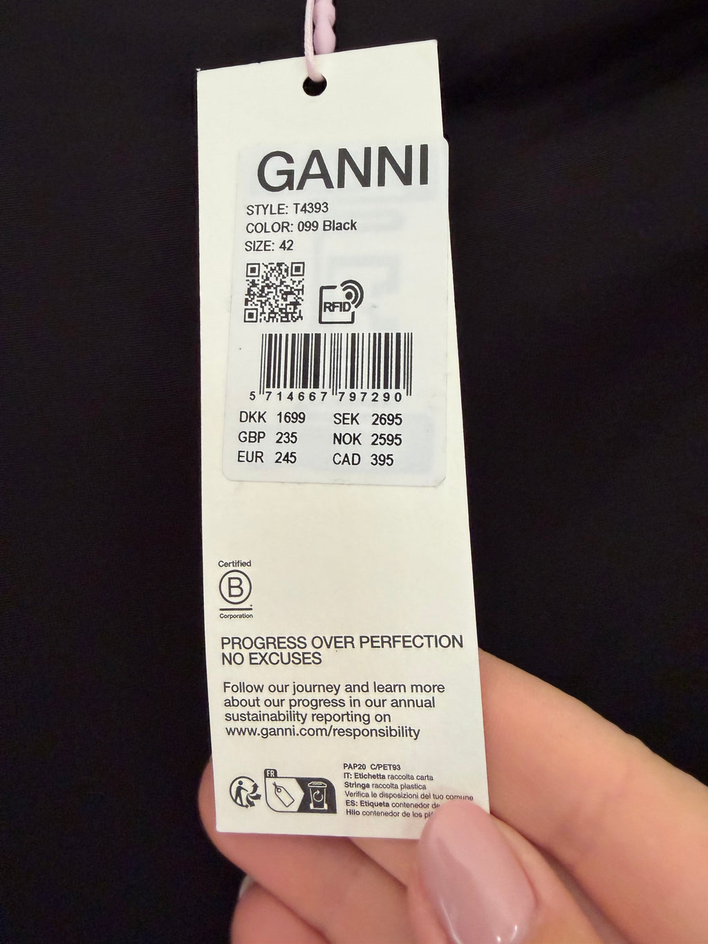 Ganni Black Ruched Top - Brand new