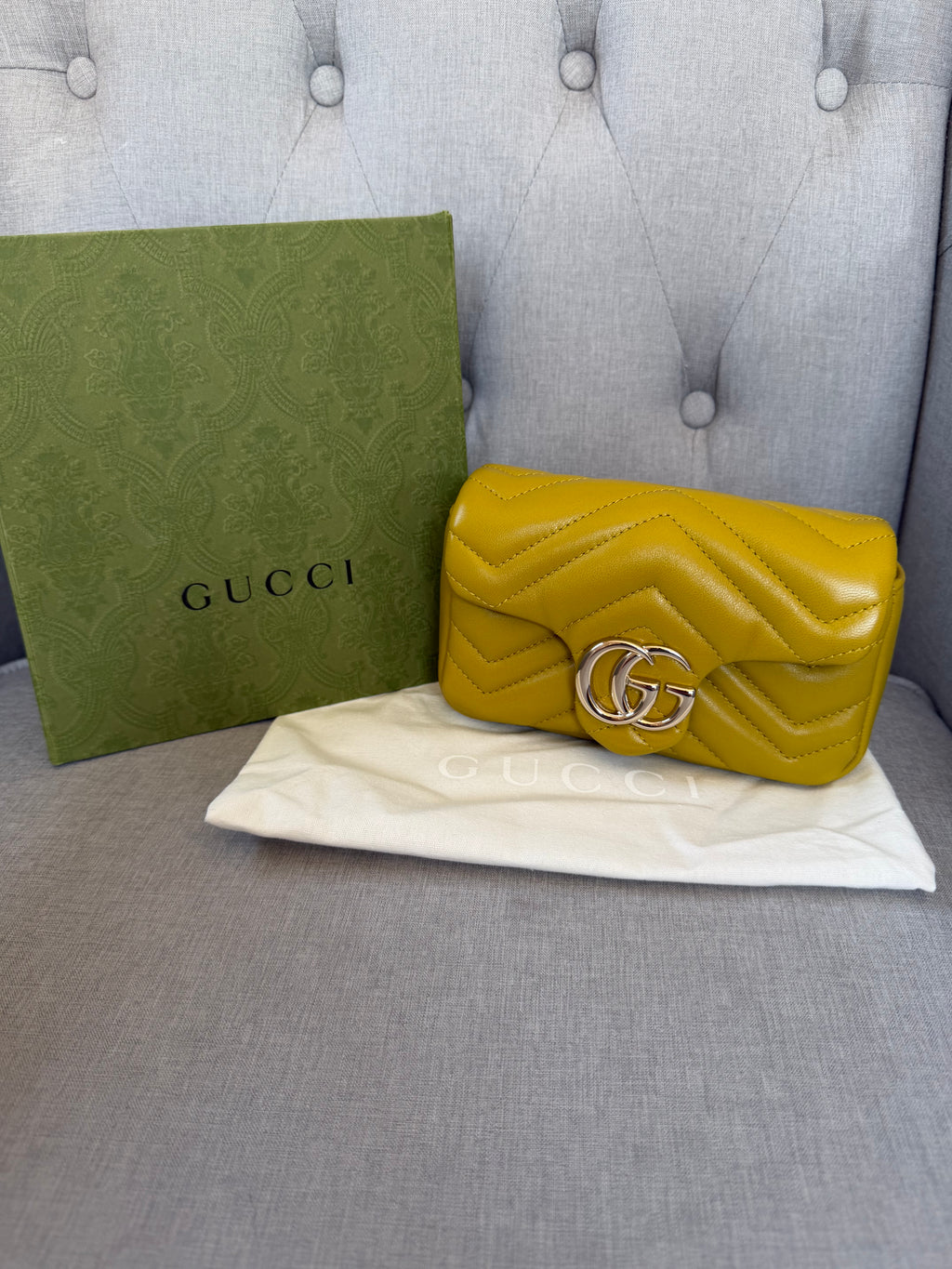Brand new Gucci super mini Marmont bag in yellow