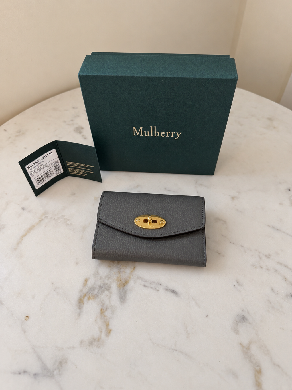 Mulberry Darley Folded Multi-Card Wallet – Grey – Brand New with Cosmetic Defect
