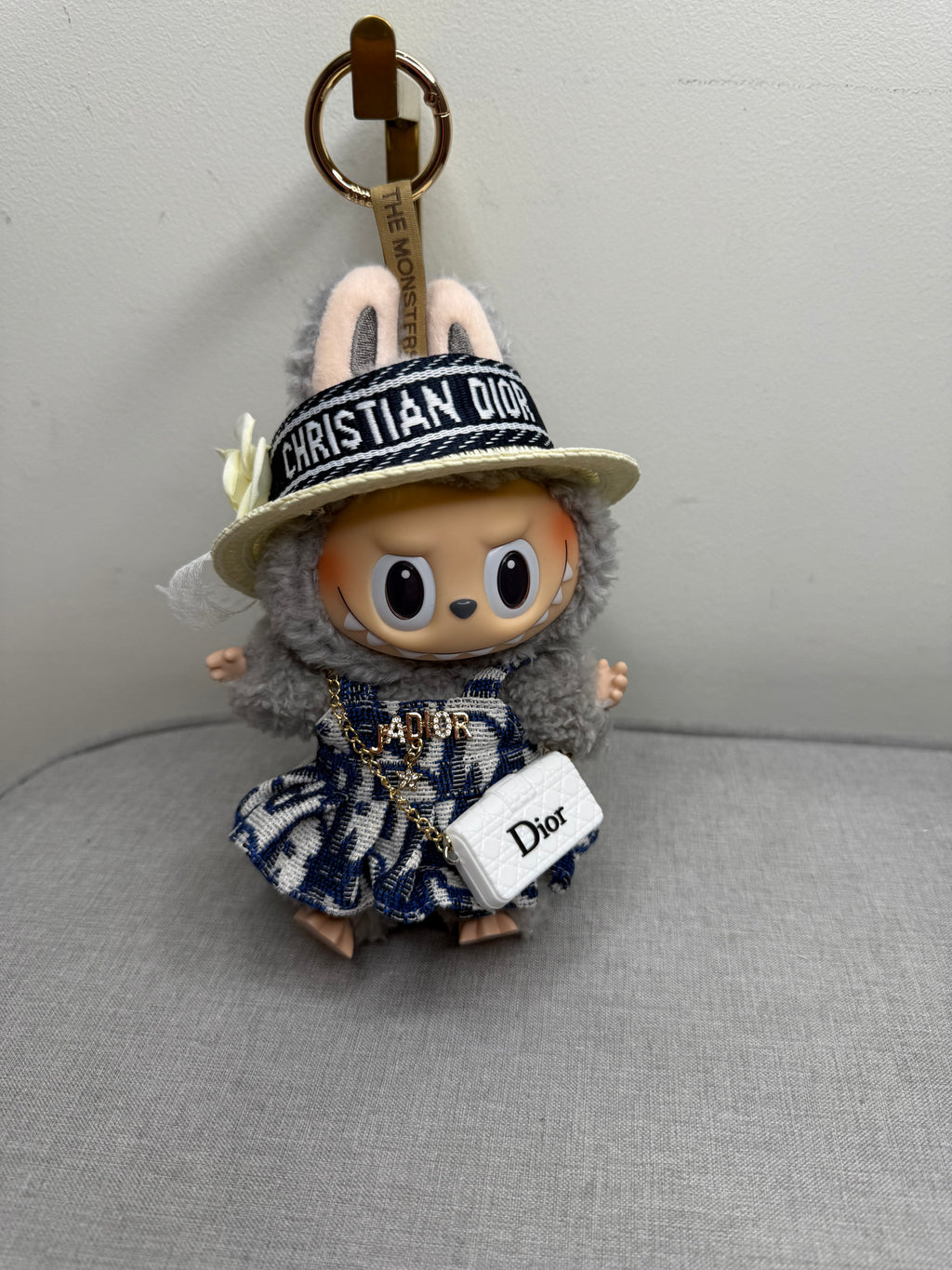 Popmart Labubu The Monsters Excited Macaroon Vinyl Plush Hanging Card With Designer Inspired Outfit