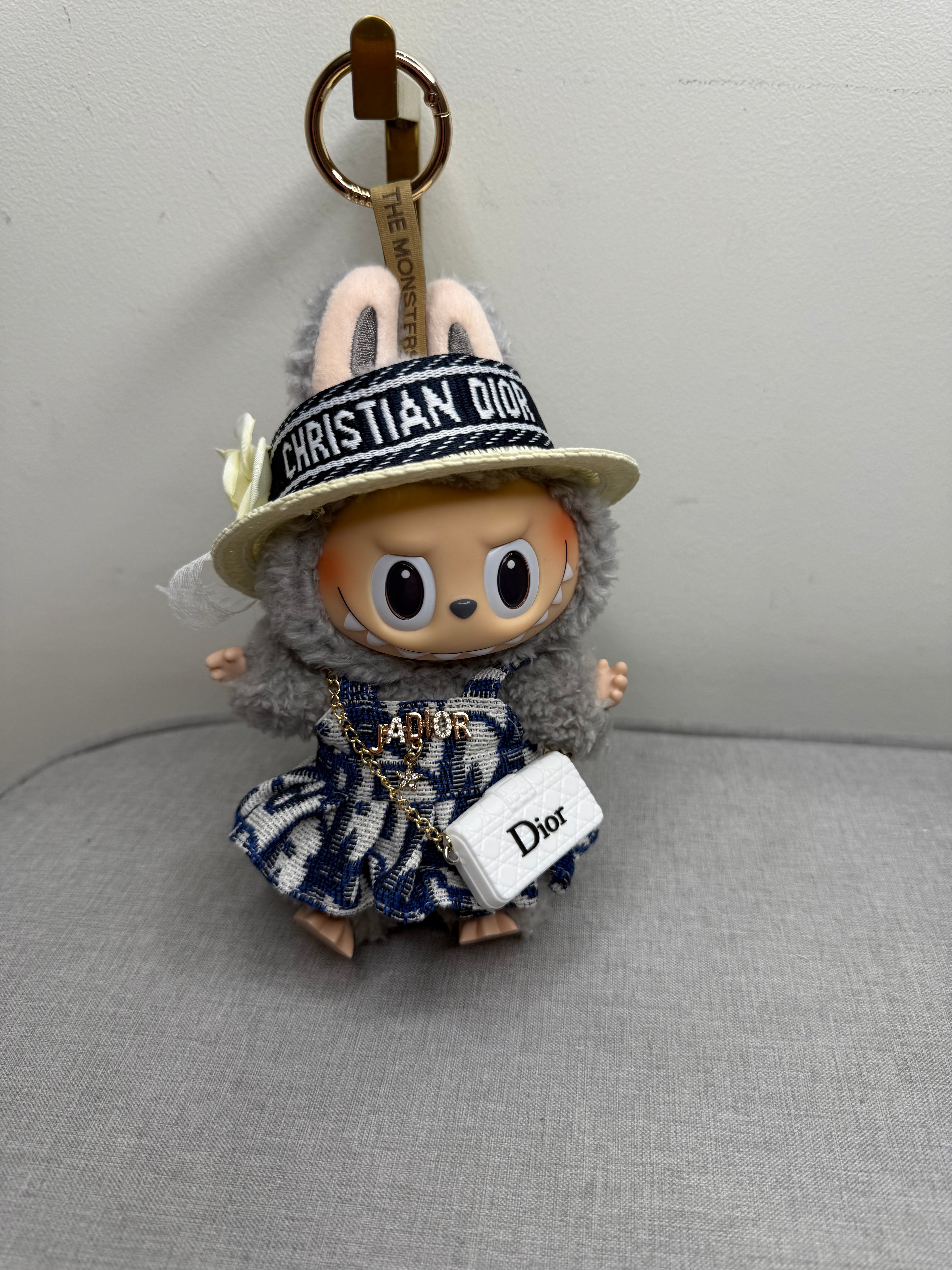 Popmart Labubu The Monsters Excited Macaroon Vinyl Plush Hanging Card With Designer Inspired Outfit