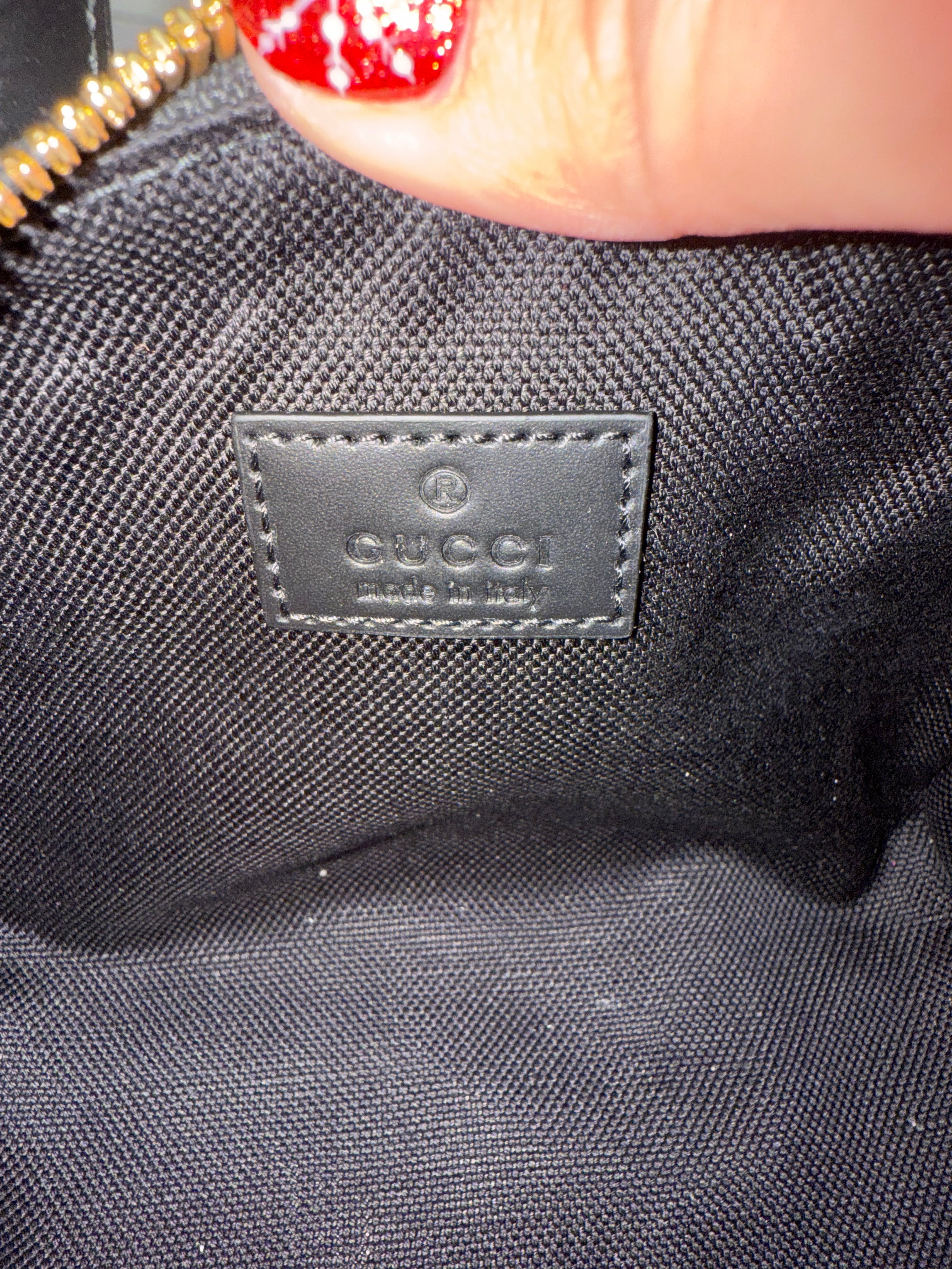 New Gucci GG Leather Crossbody Bag Black & Gold Hdw