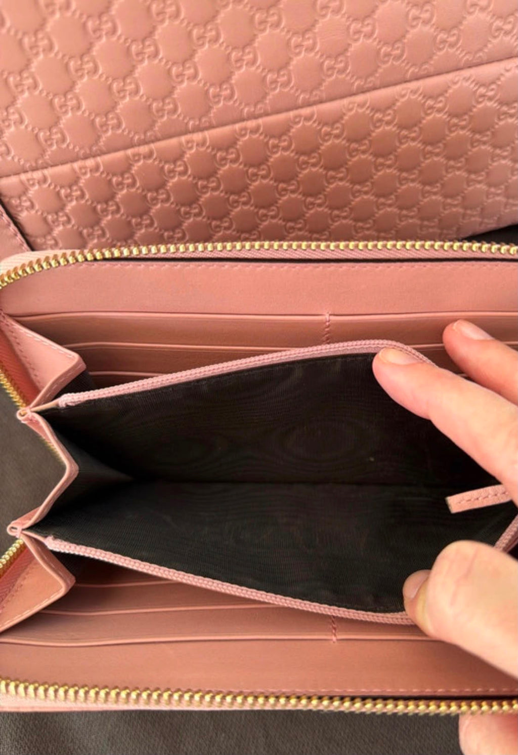 Gucci micro gg Guccissima pink tote bag and matching wallet