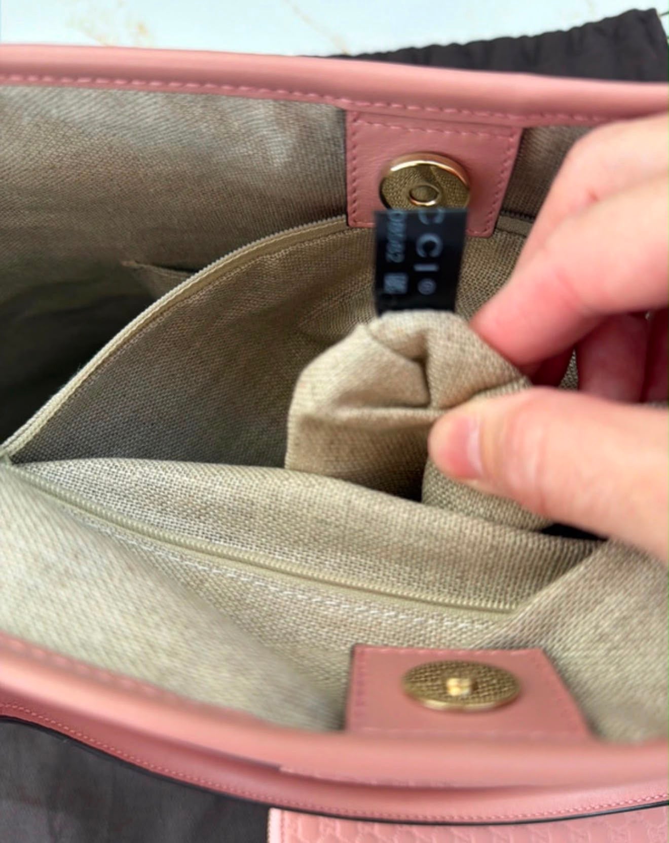 Gucci micro gg Guccissima pink tote bag and matching wallet