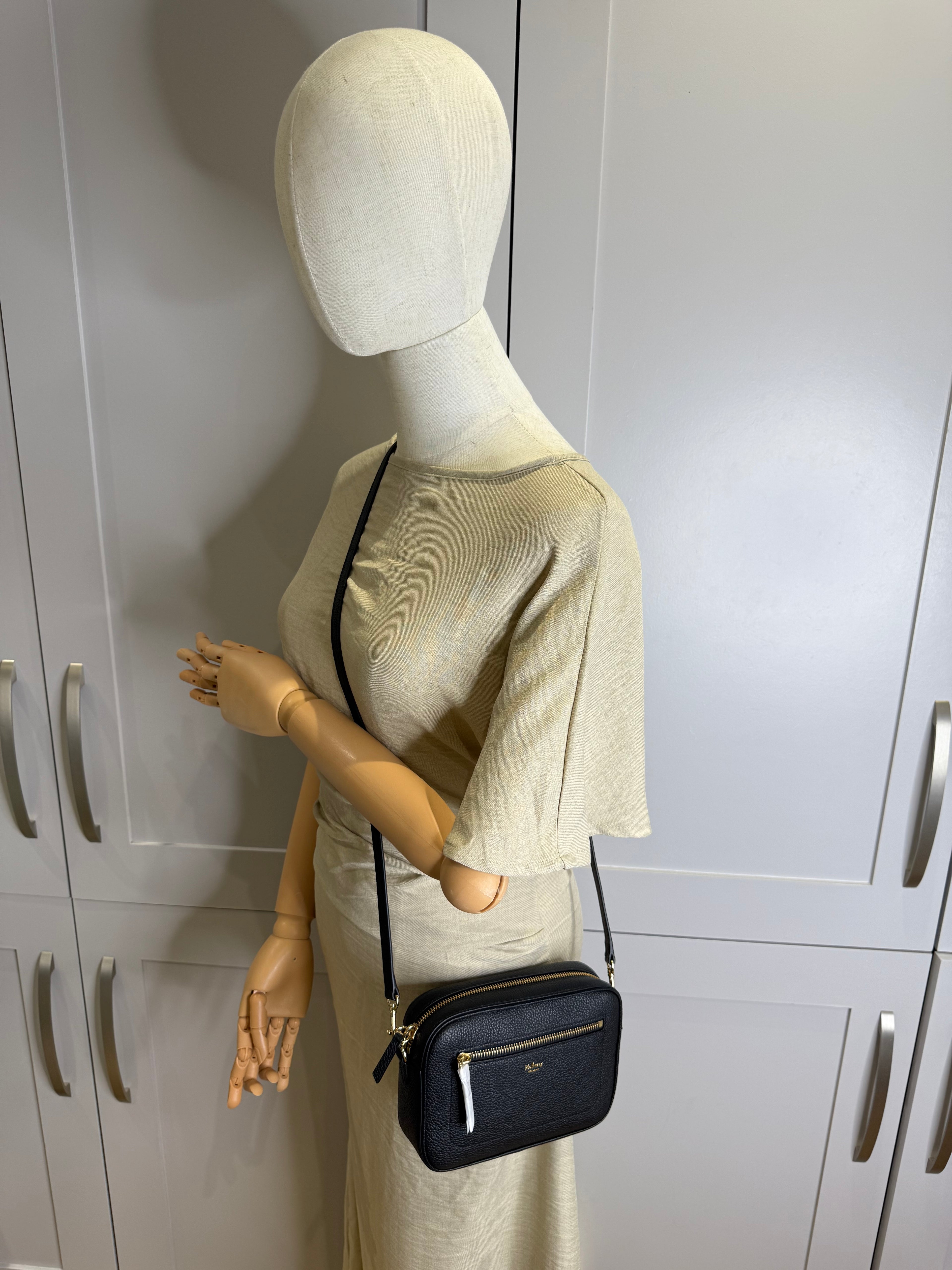 New Mulberry Classic Camera Bag in Black Small Grain Leather