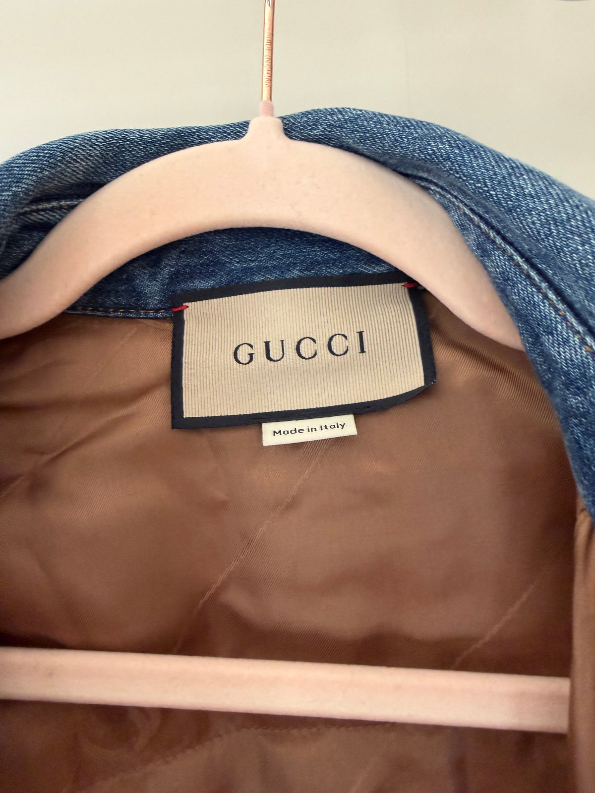 Gucci Interlocking G Denim Jacket with Crystal Brooch – Blue  – Brand New with Tags