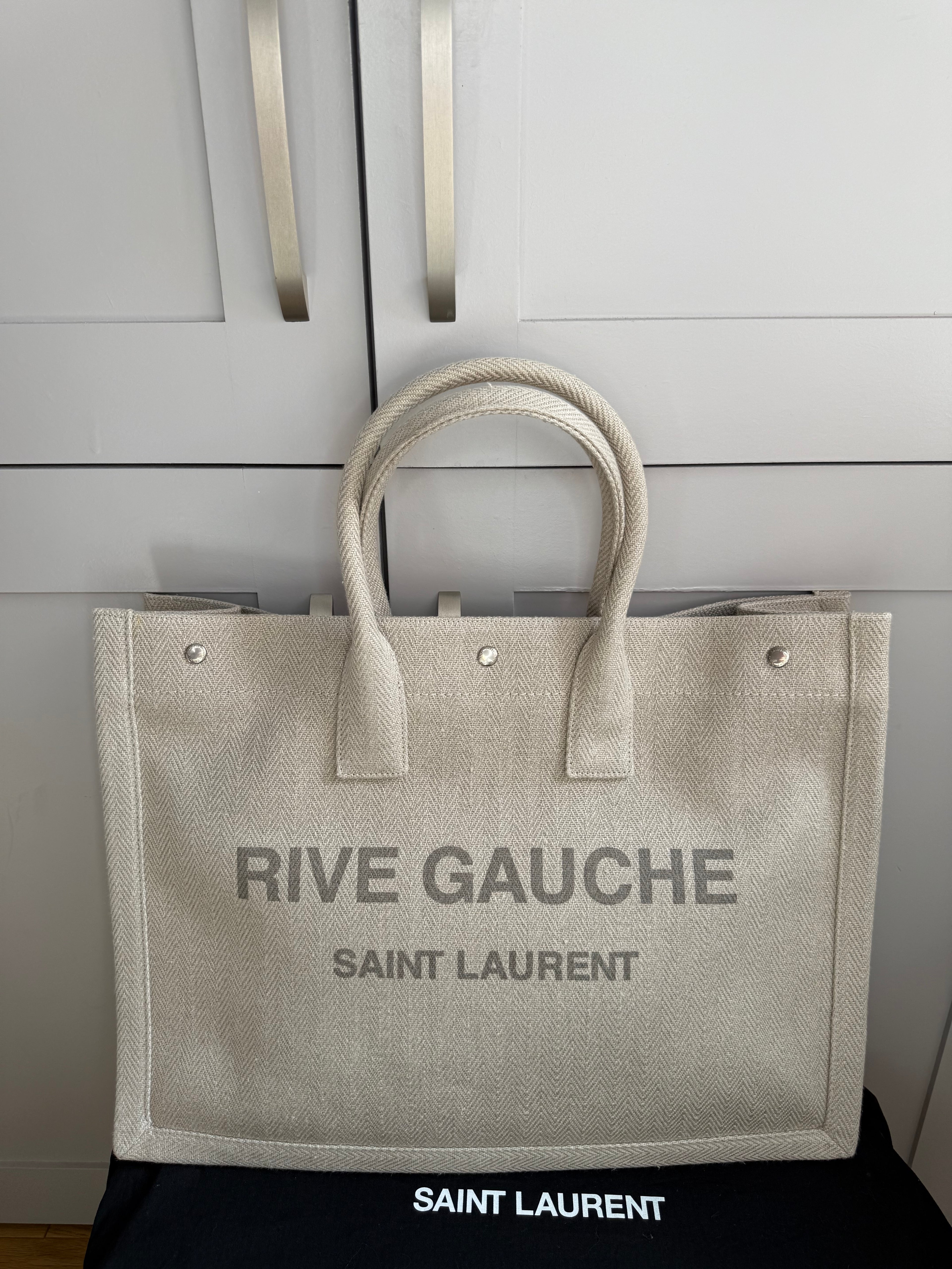 New Saint Laurent Rive Gauche Canvas Tote Bag