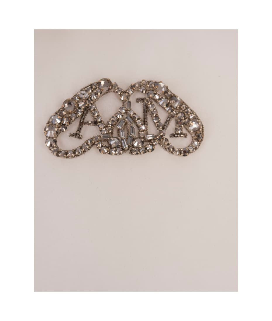 New Alexander McQueen Padded Gilet In White With Crystallised AM Logo