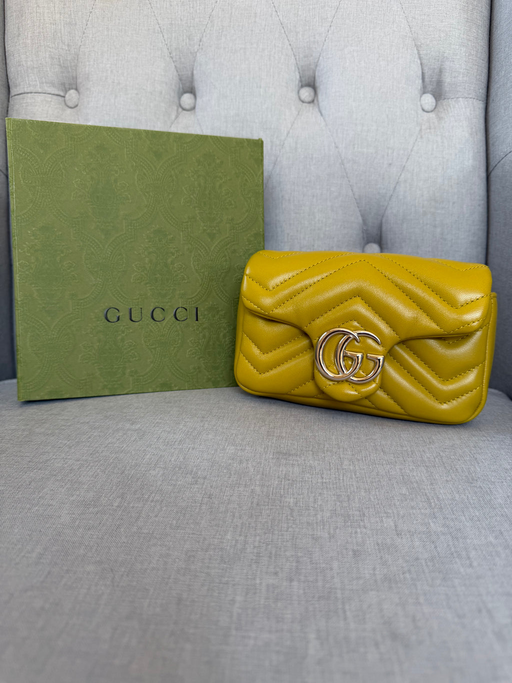 Brand new Gucci super mini Marmont bag in yellow