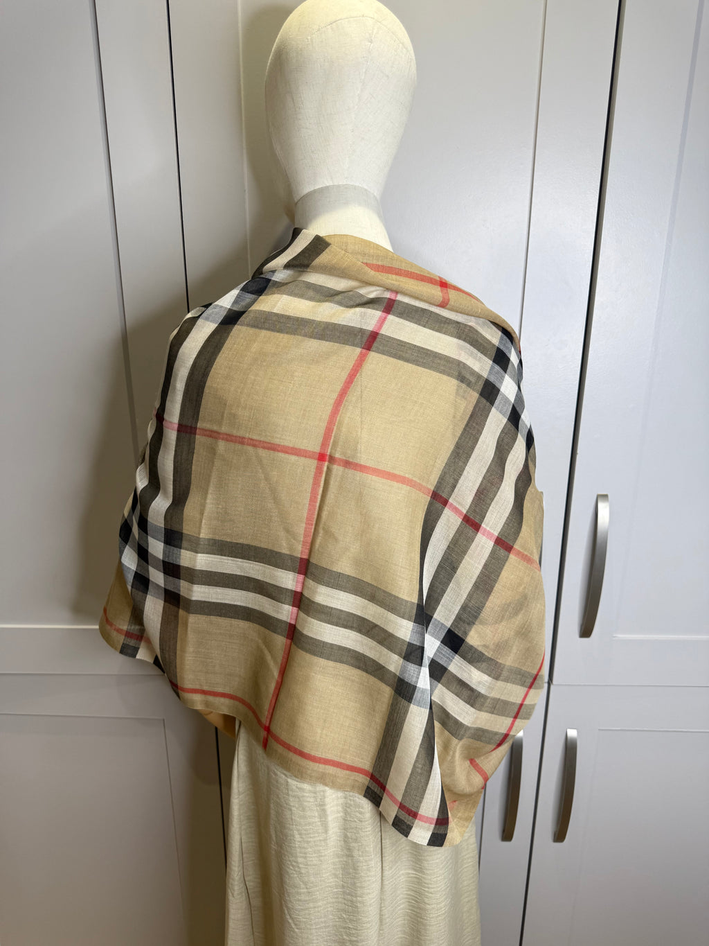 New Burberry Classic Check Wool And Silk Mix Scarf