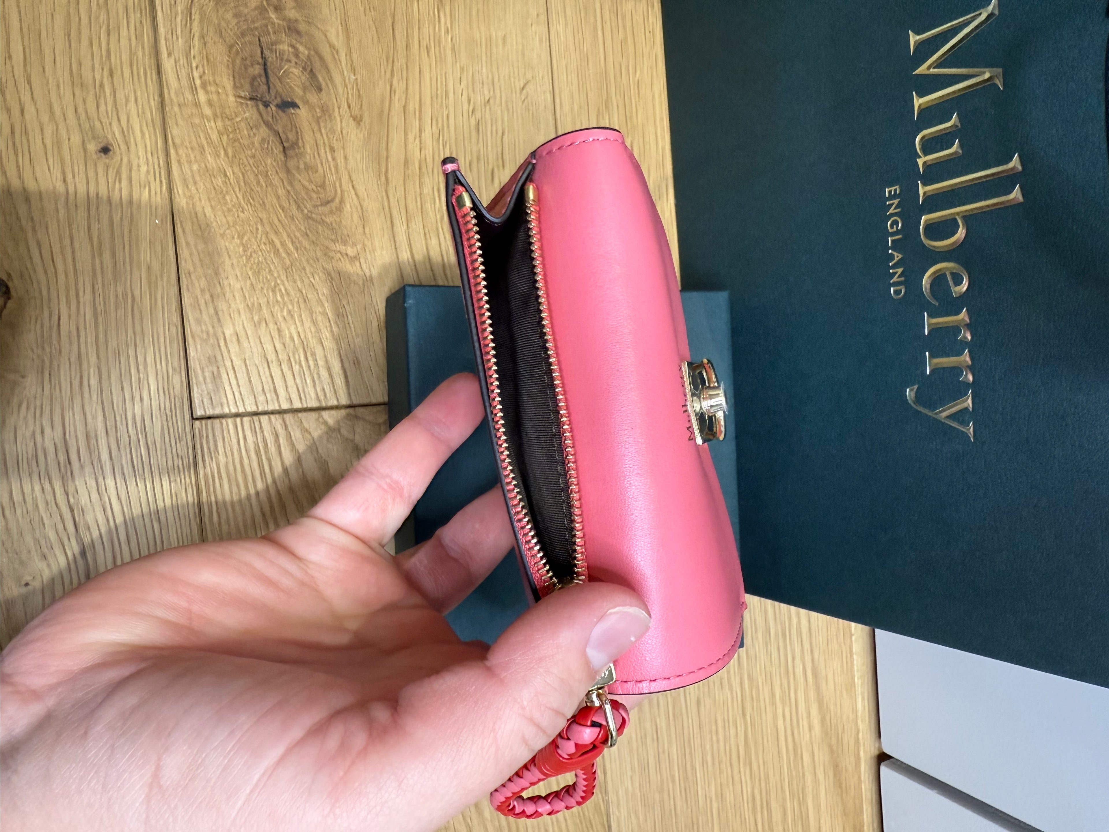 New Mulberry Iris Trifold Wallet In Light Pink Matte Flat Calf Leather