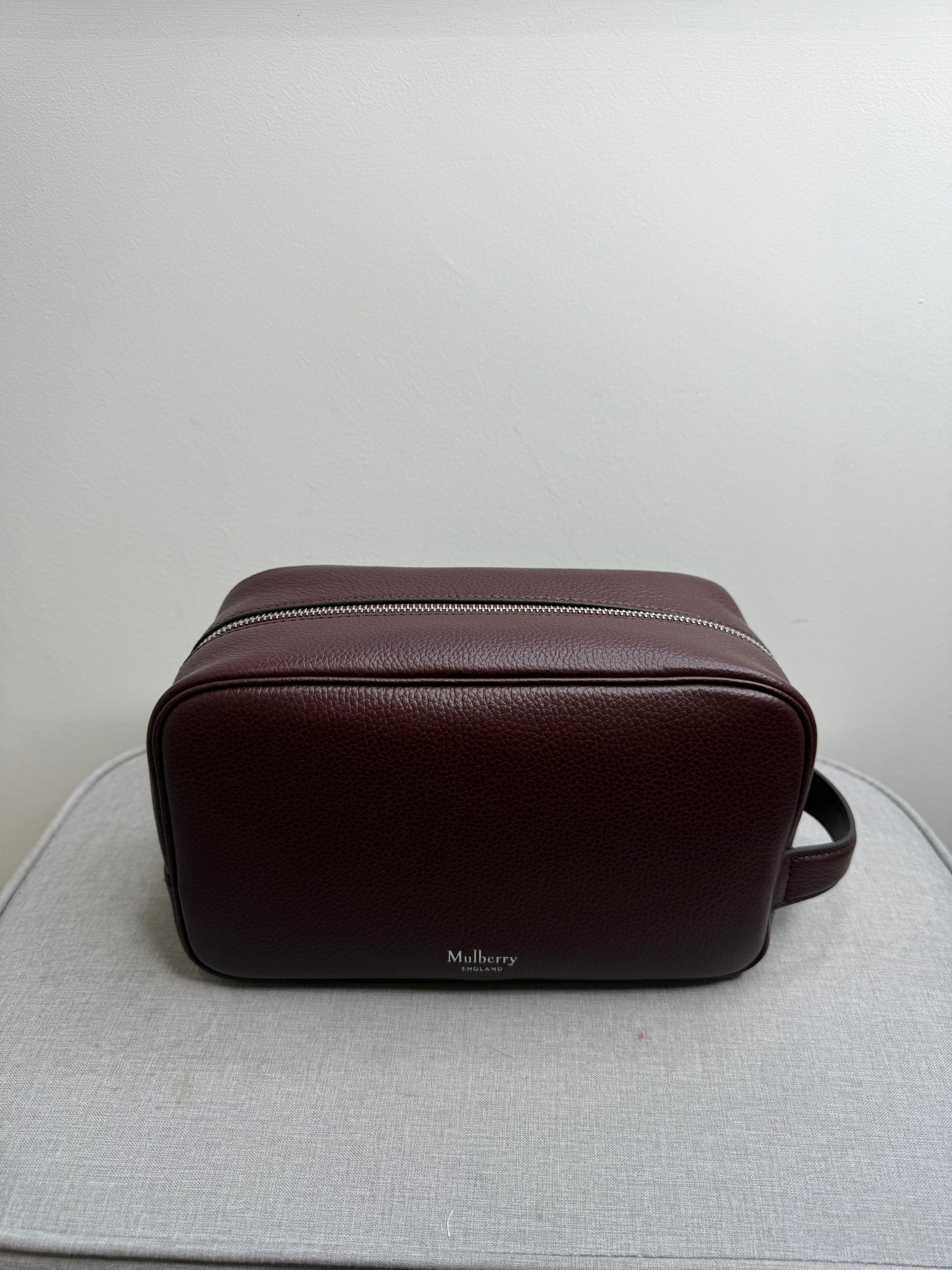 New Mulberry Heritage Unisex Oxblood Leather Washbag