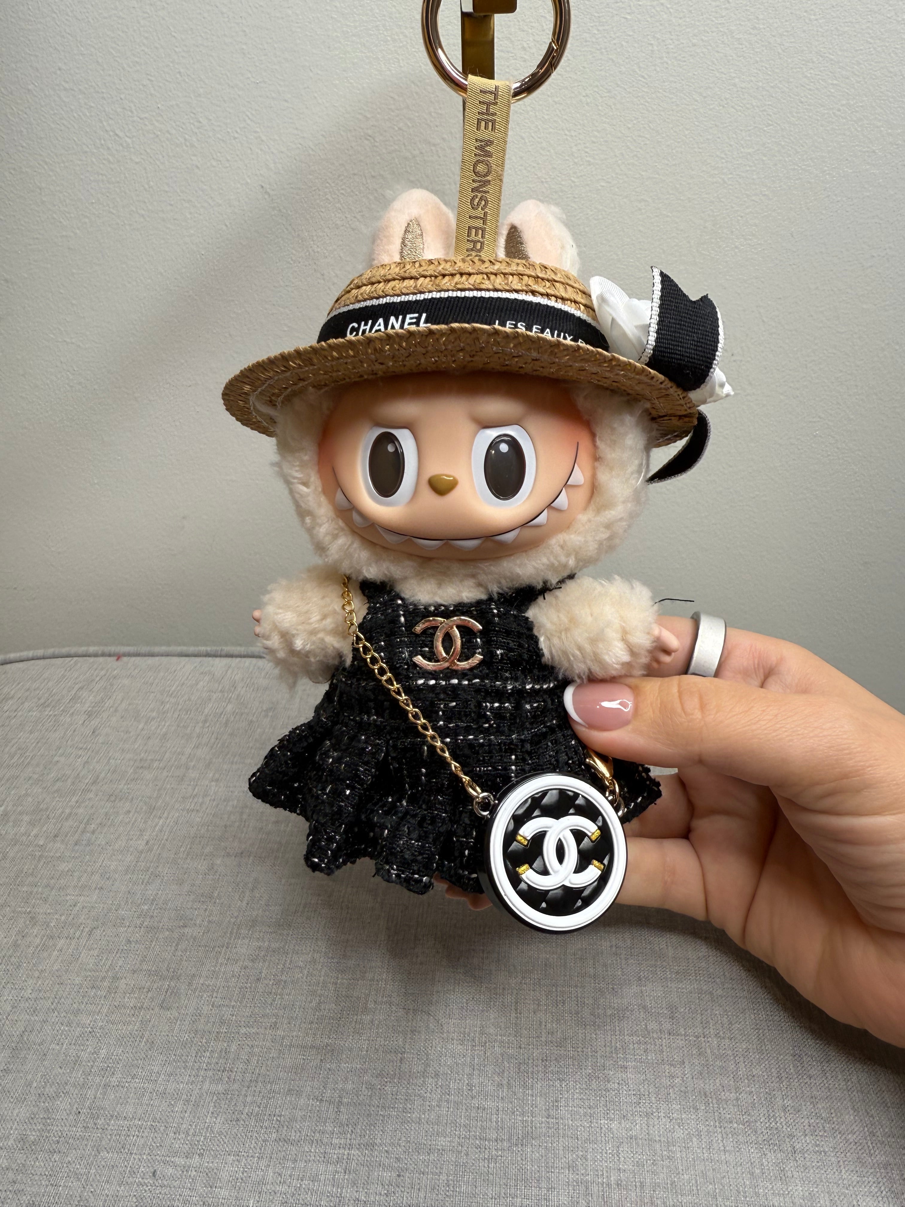 POPMART LABUBU THE MONSTERS EXCITED MACAROON VINYL PLUSH HANGING CARD WITH DESIGNER INSPIRED OUTFIT