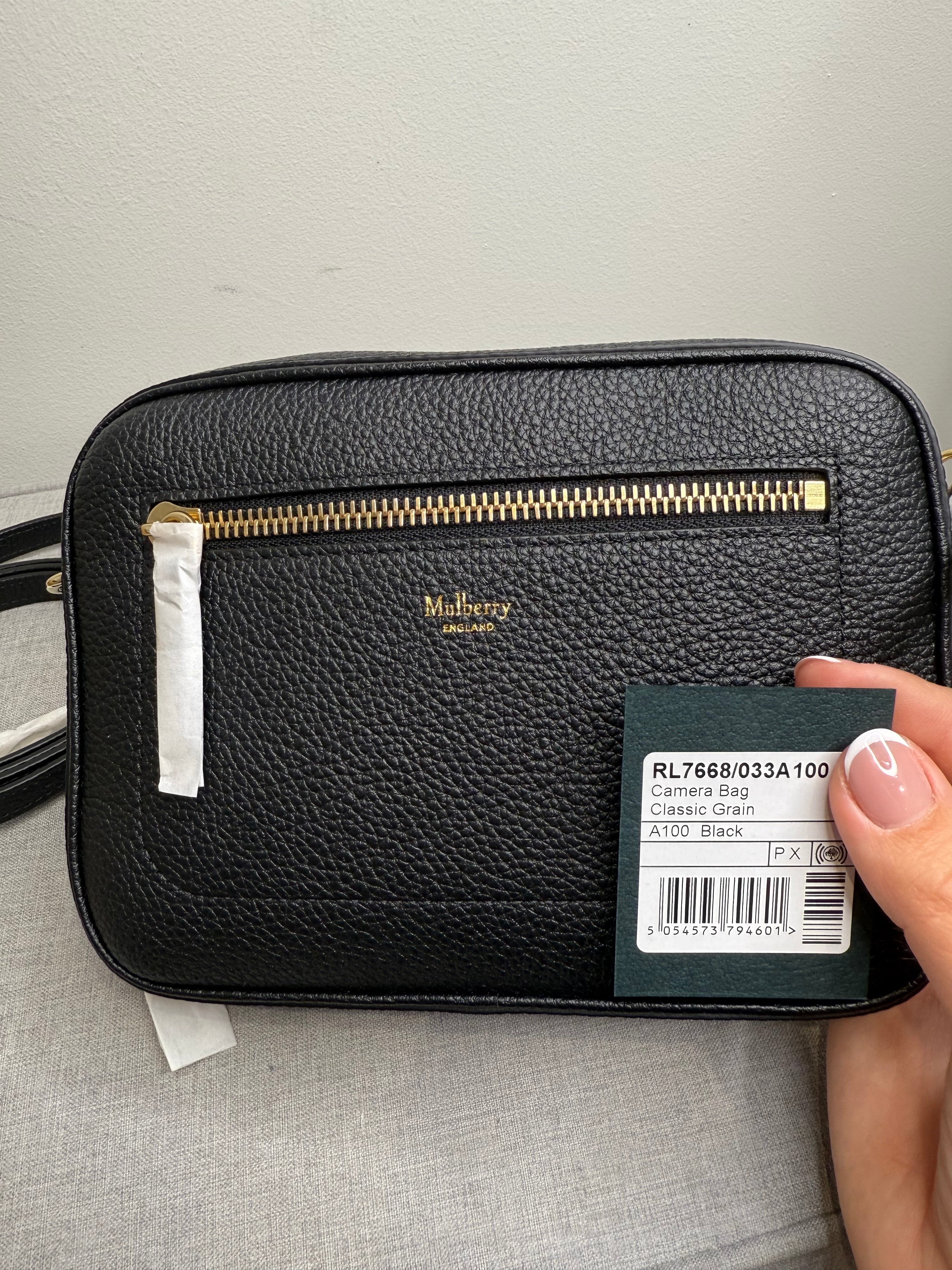 New Mulberry Classic Camera Bag in Black Small Grain Leather