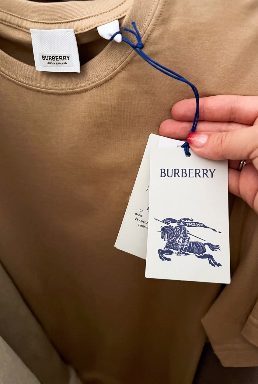 Burberry Unisex Logo T-Shirt – Beige –New With Tags