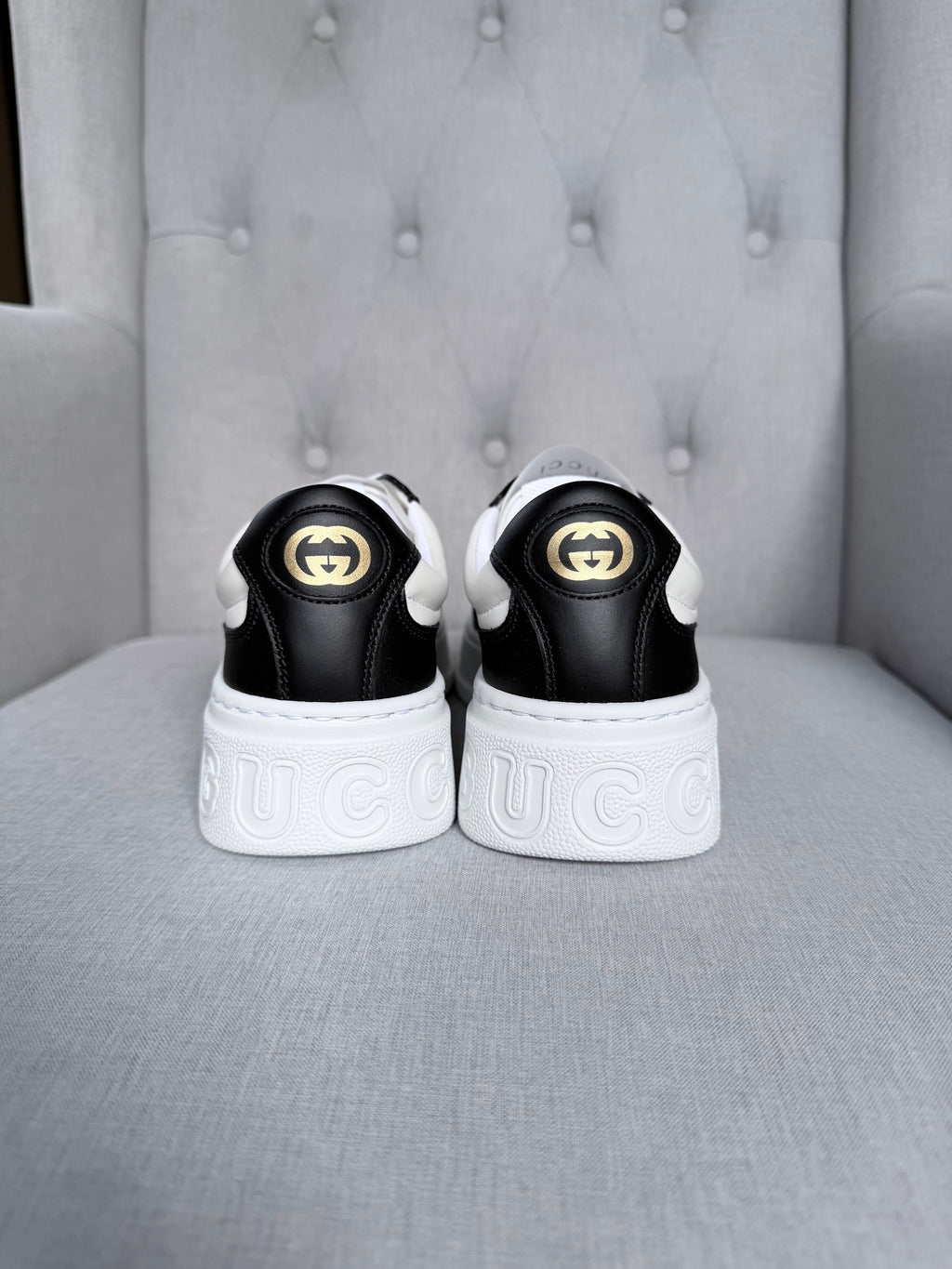Gucci Women’s Chunky Leather Trainers with Web Detail – EU 36 / UK 3 – Brand New in Box