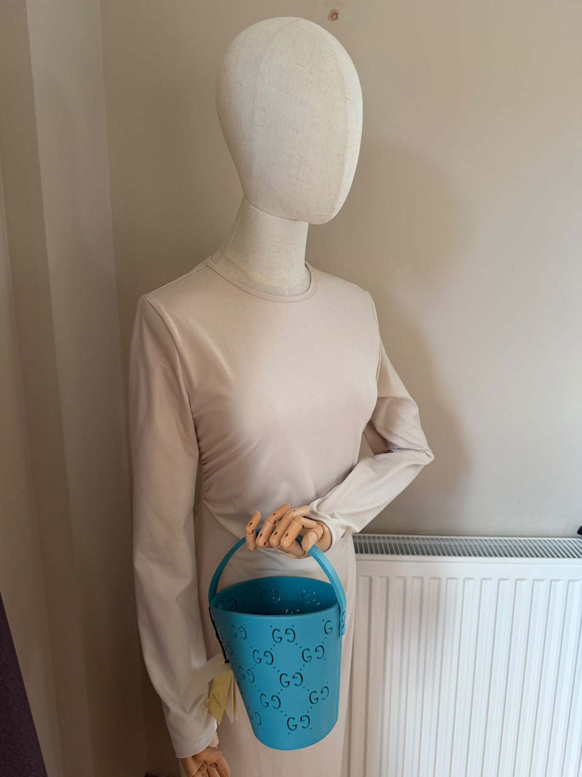 Gucci GG Perforated Rubber Bucket Bag – Blue – Brand New with Tags