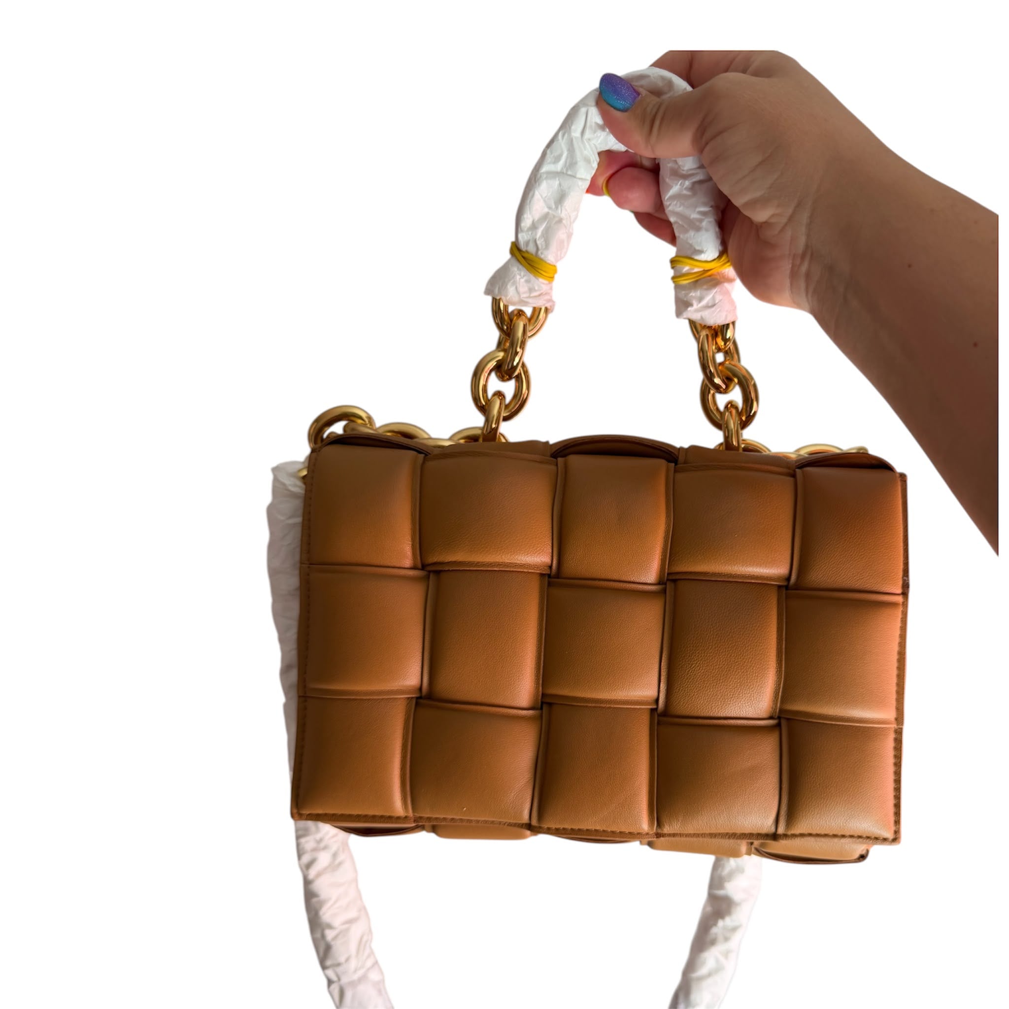Bottega Veneta The Chain Cassette Crossbody Bag – Camel Brown