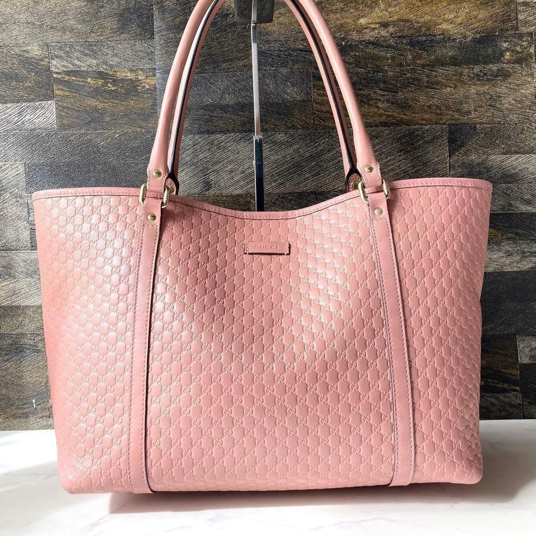 Gucci micro gg Guccissima pink tote bag and matching wallet