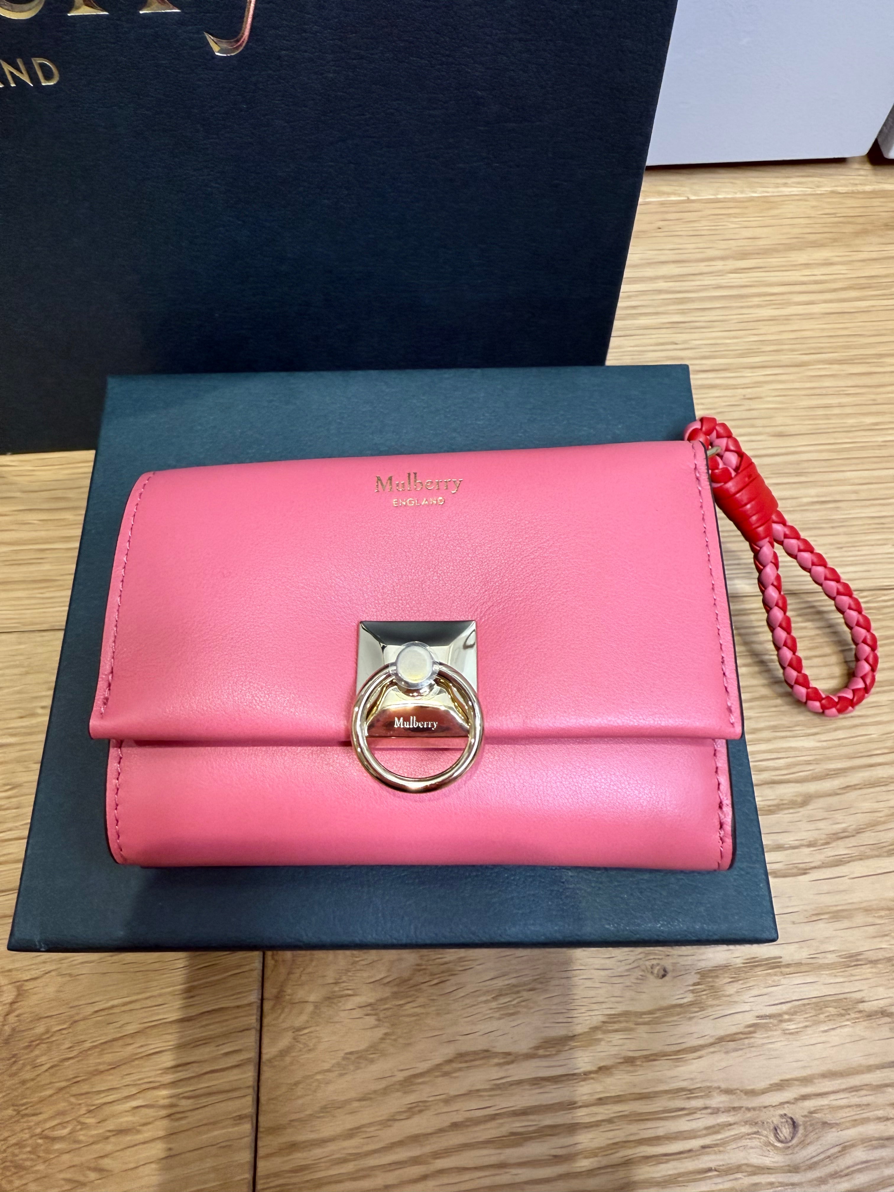 New Mulberry Iris Trifold Wallet In Light Pink Matte Flat Calf Leather